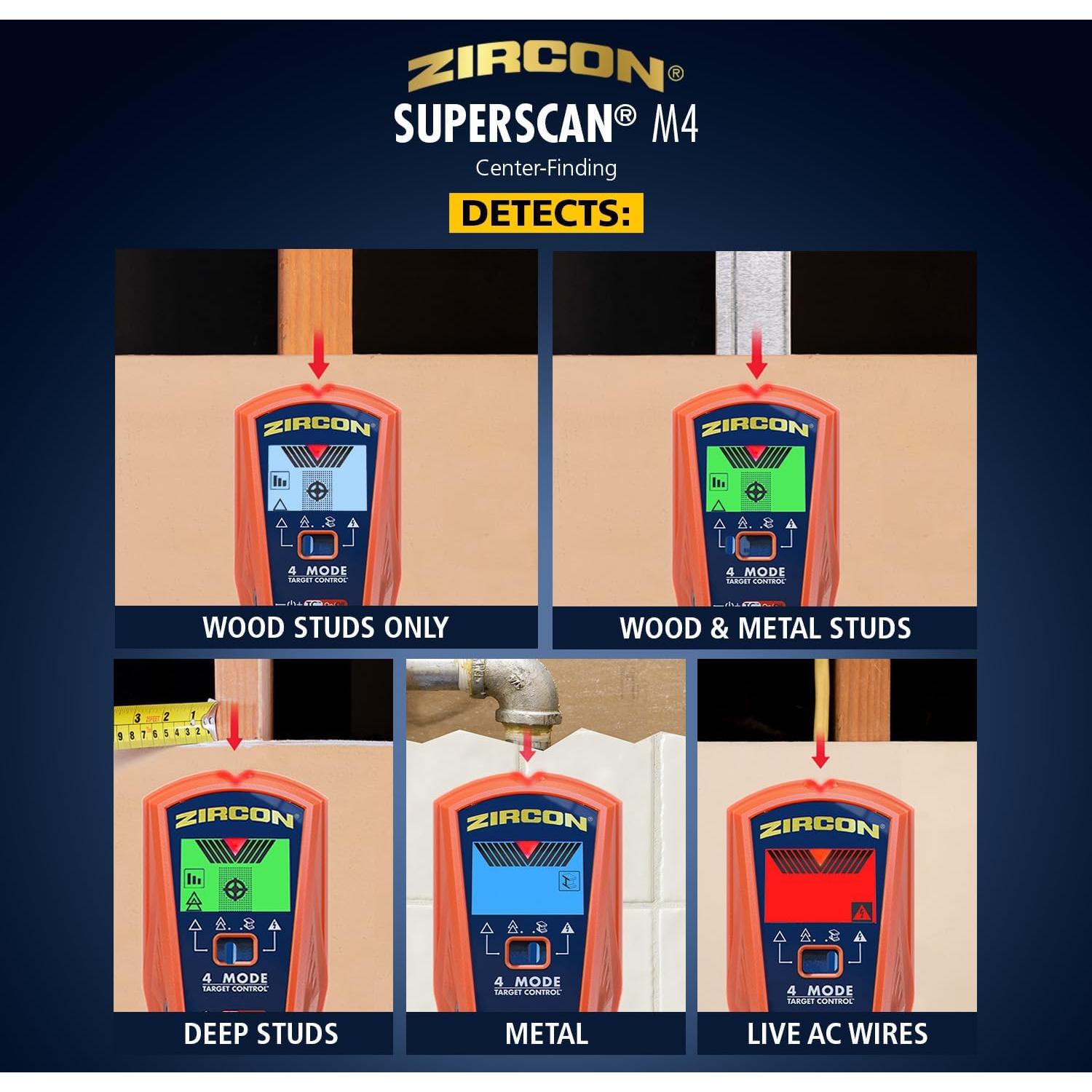 Buscador de Paredes Zircon SuperScan M4 - 5 Modos de Detección