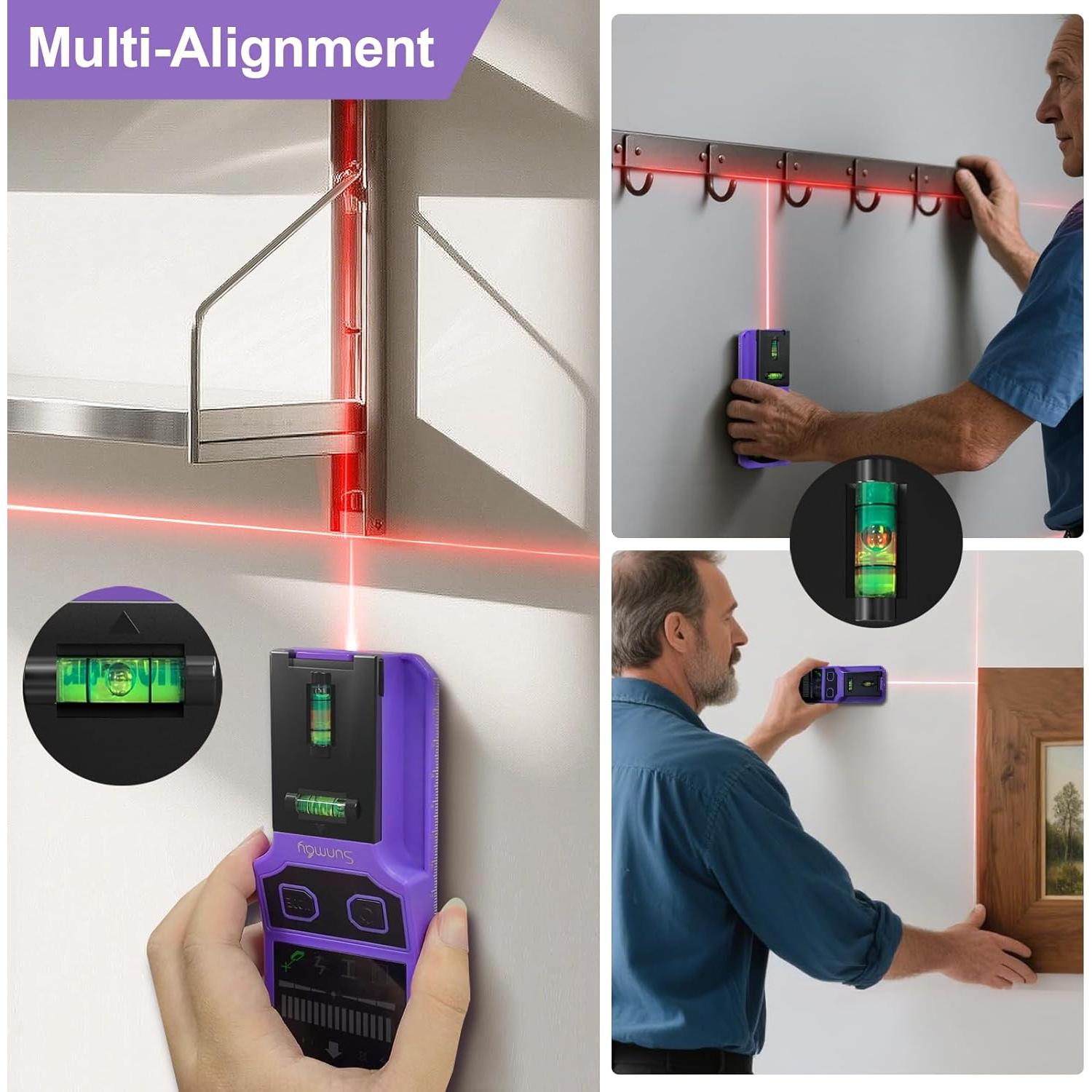 Detector de Vigas Sunmay SF100 - Escáner 7 en 1 con Nivel Láser