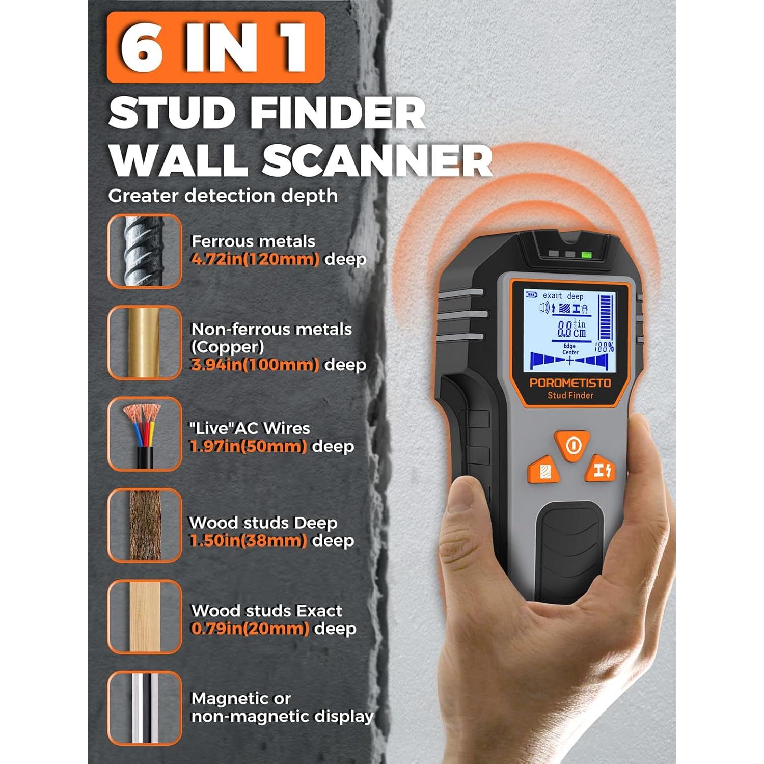 Escáner de Pared Buscador 6-en-1 POROMETISTO DSF01