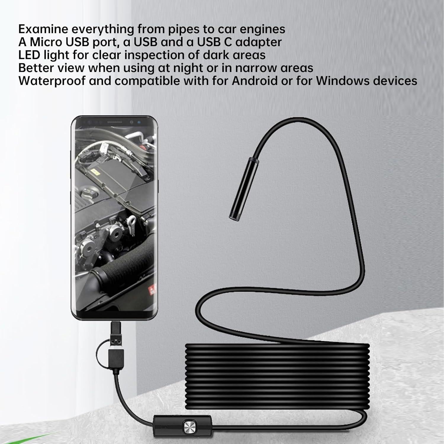 Endoscopio Yunseity 2MP HD IP67 para Android e iOS 5m