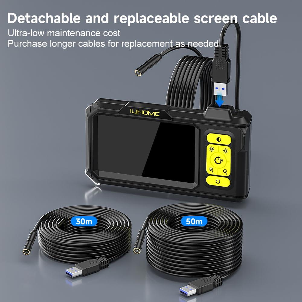 Cámara de Borescopio ILIHOME HD 1080P 4.3" IP67 5m