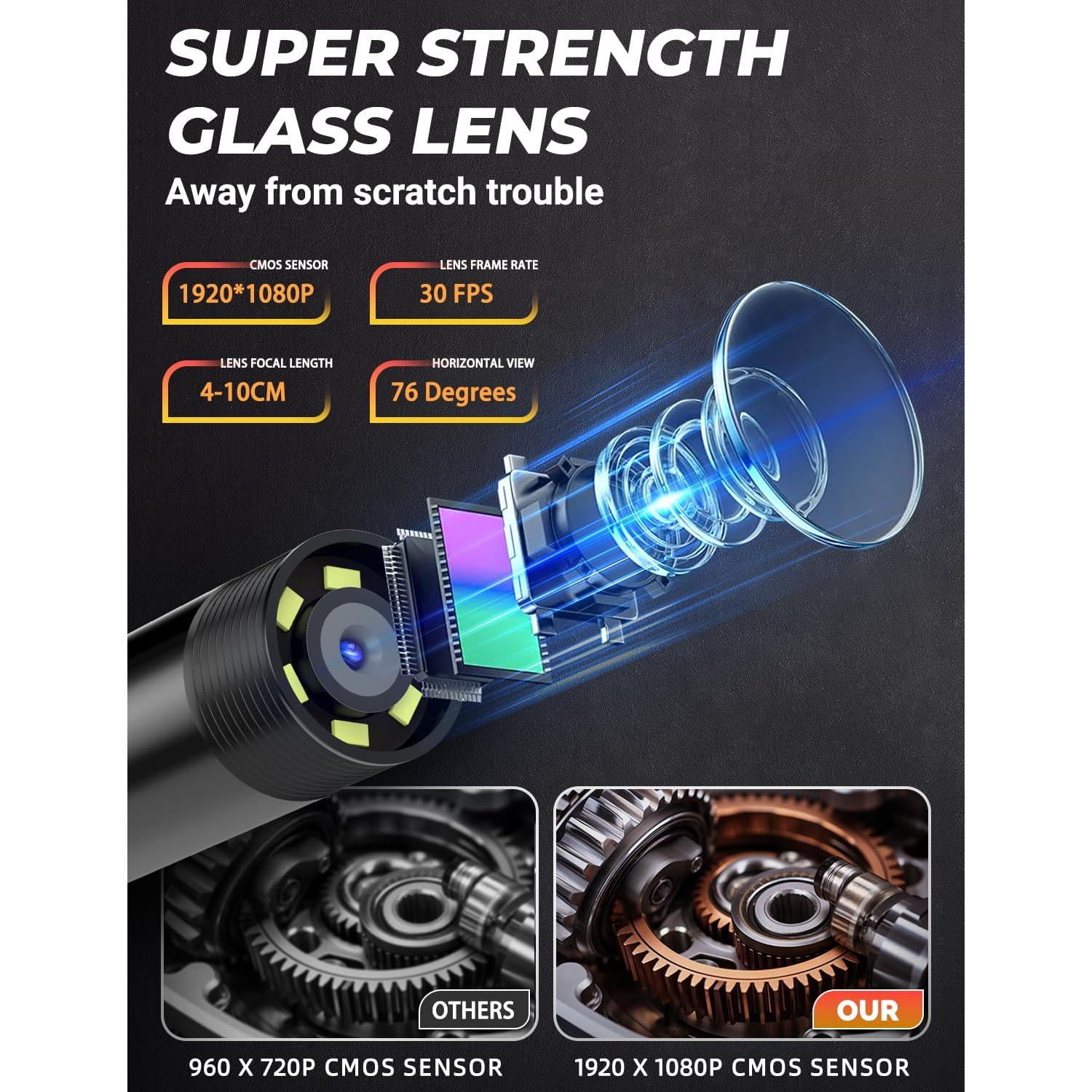 Cámara Endoscopio ZOIOT 1.83M HD 1920P IP67 8mm Luz LED