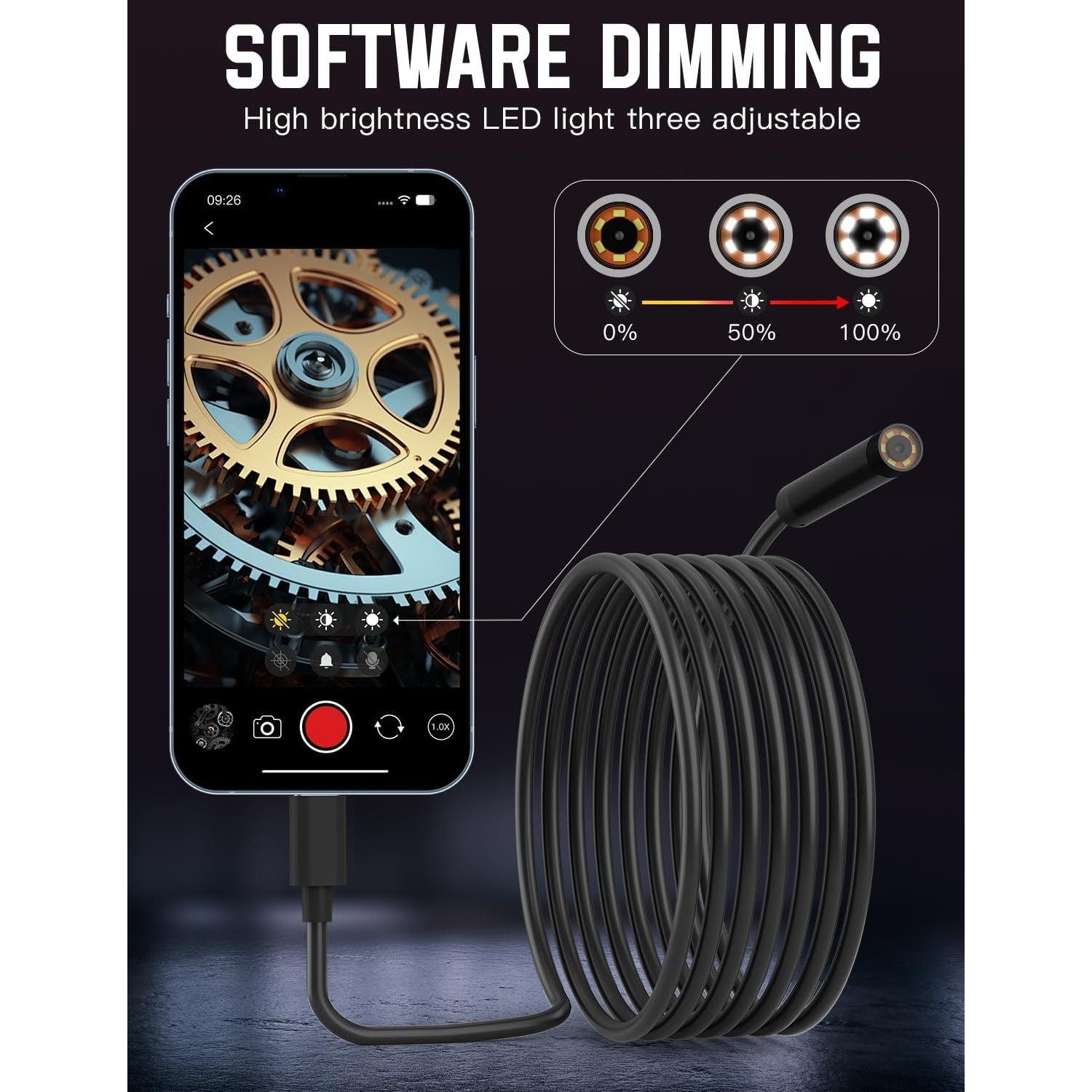 Cámara Endoscopio ZOIOT 1.83M HD 1920P IP67 8mm Luz LED