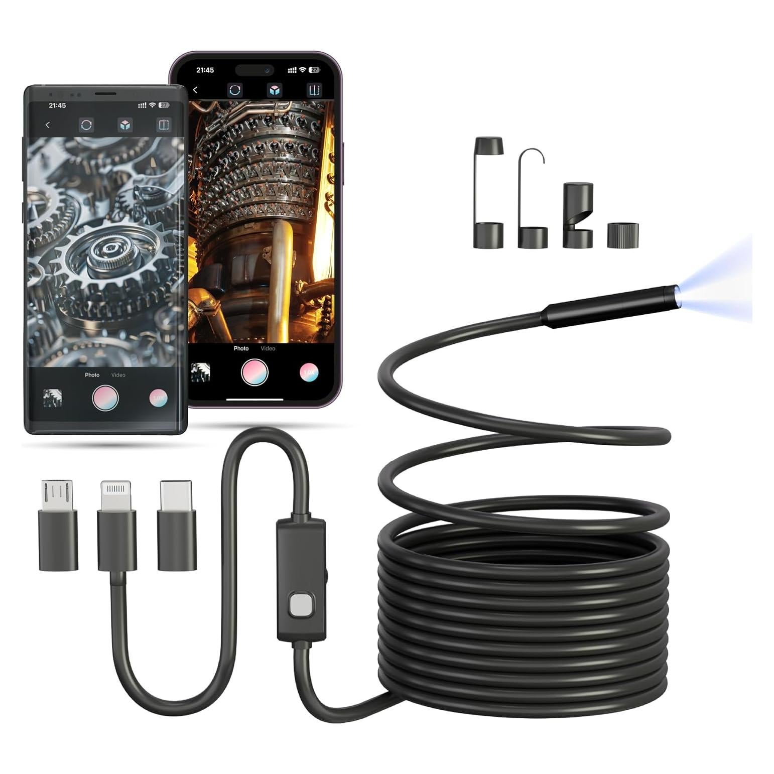 Cámara Endoscópica 5M HertzEagle IP67 con Luz Ajustable