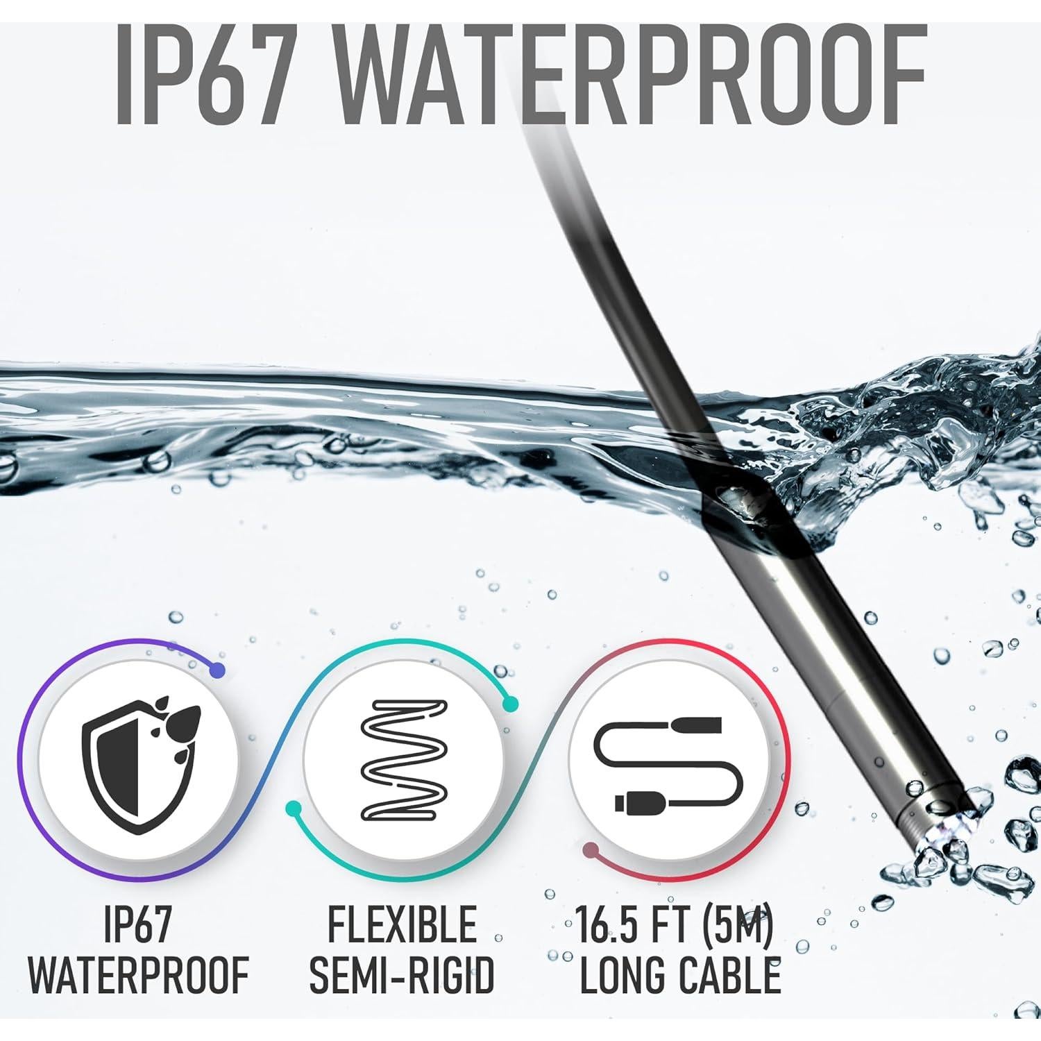 Cámara Endoscópica 5M HertzEagle IP67 con Luz Ajustable