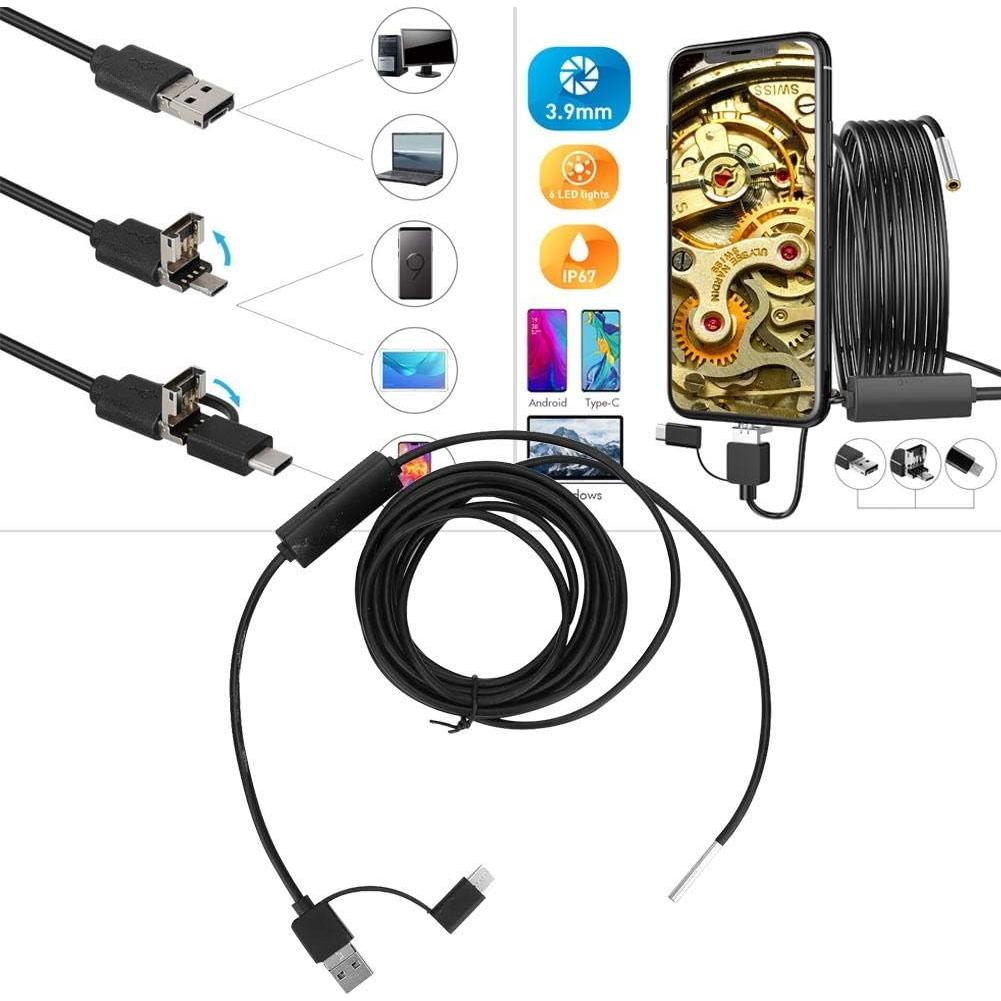 Endoscopio Oumefar 3 en 1 HD 1280x720 Tipo C 3.9mm IP67
