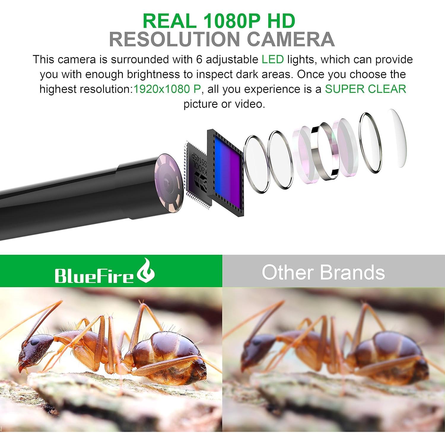 Cámara de Inspección WiFi BlueFire 1080P 3.5m Borescope