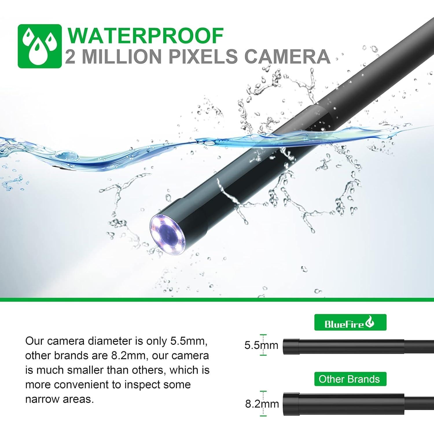 Cámara de Inspección WiFi BlueFire 1080P 3.5m Borescope