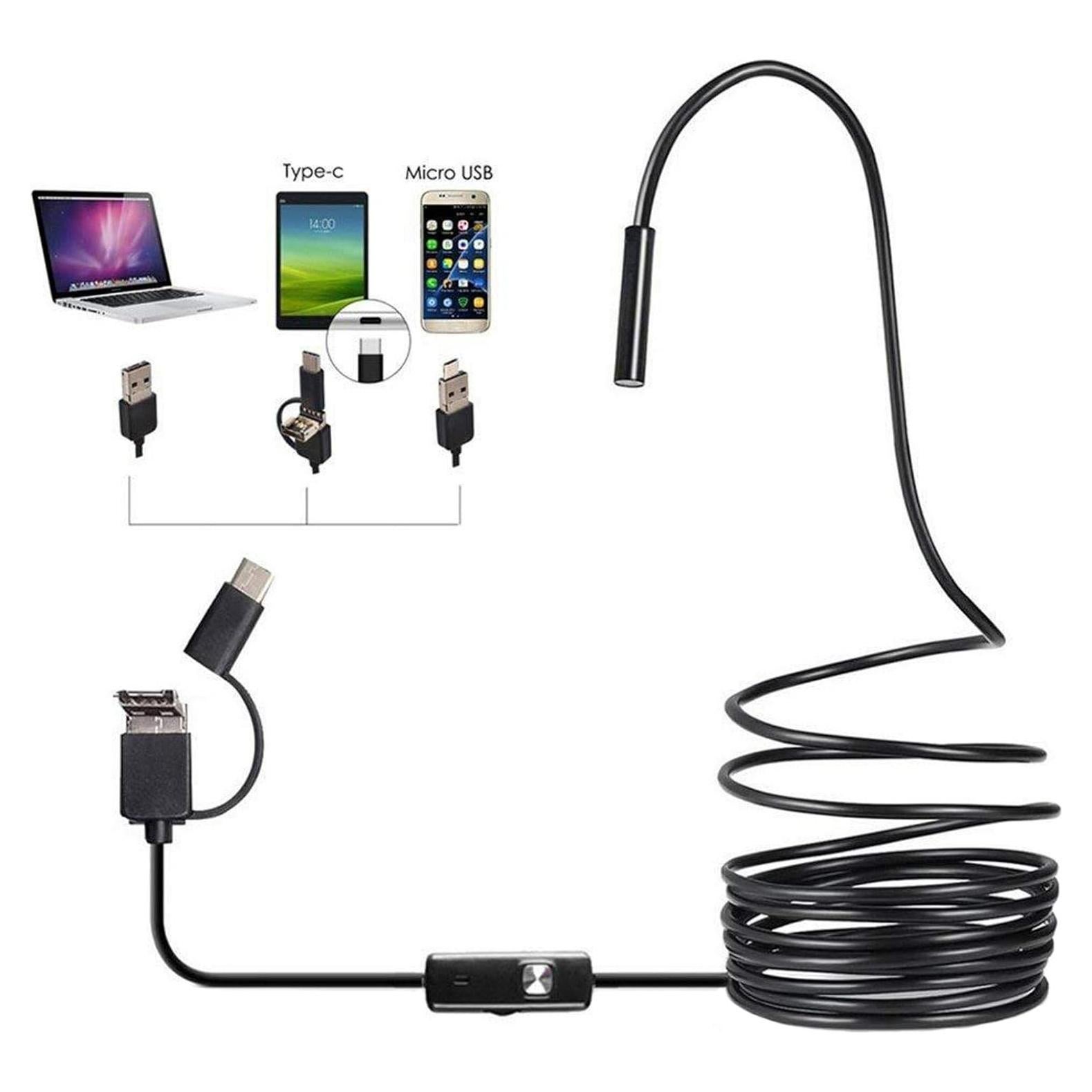 Endoscopio USB 3 en 1 BNYTXV 2m HD 7mm IP67 con LED