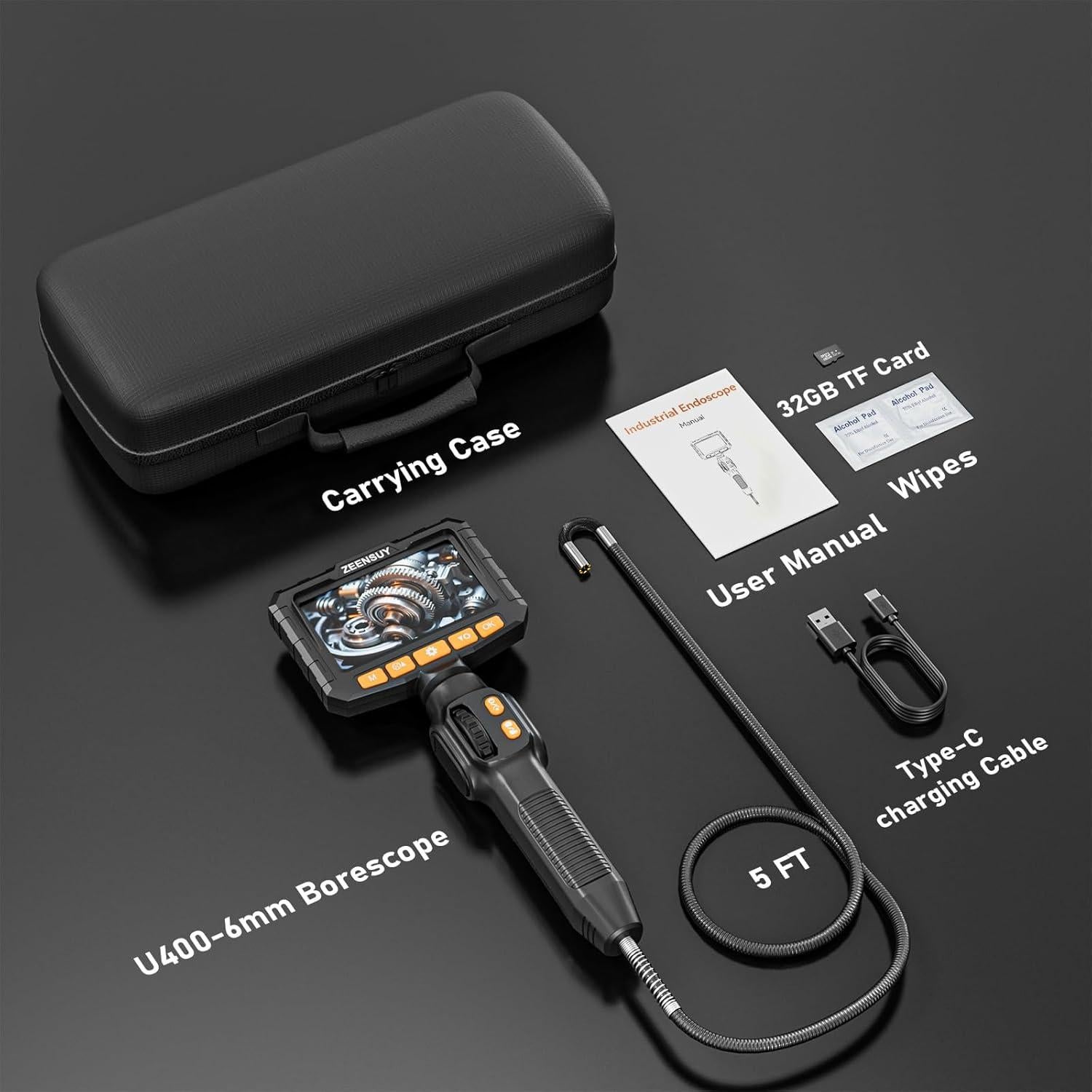 Cámara Borescopio Articulada ZEENSUY 0.24" (6.1mm) 5FT (1.52m)