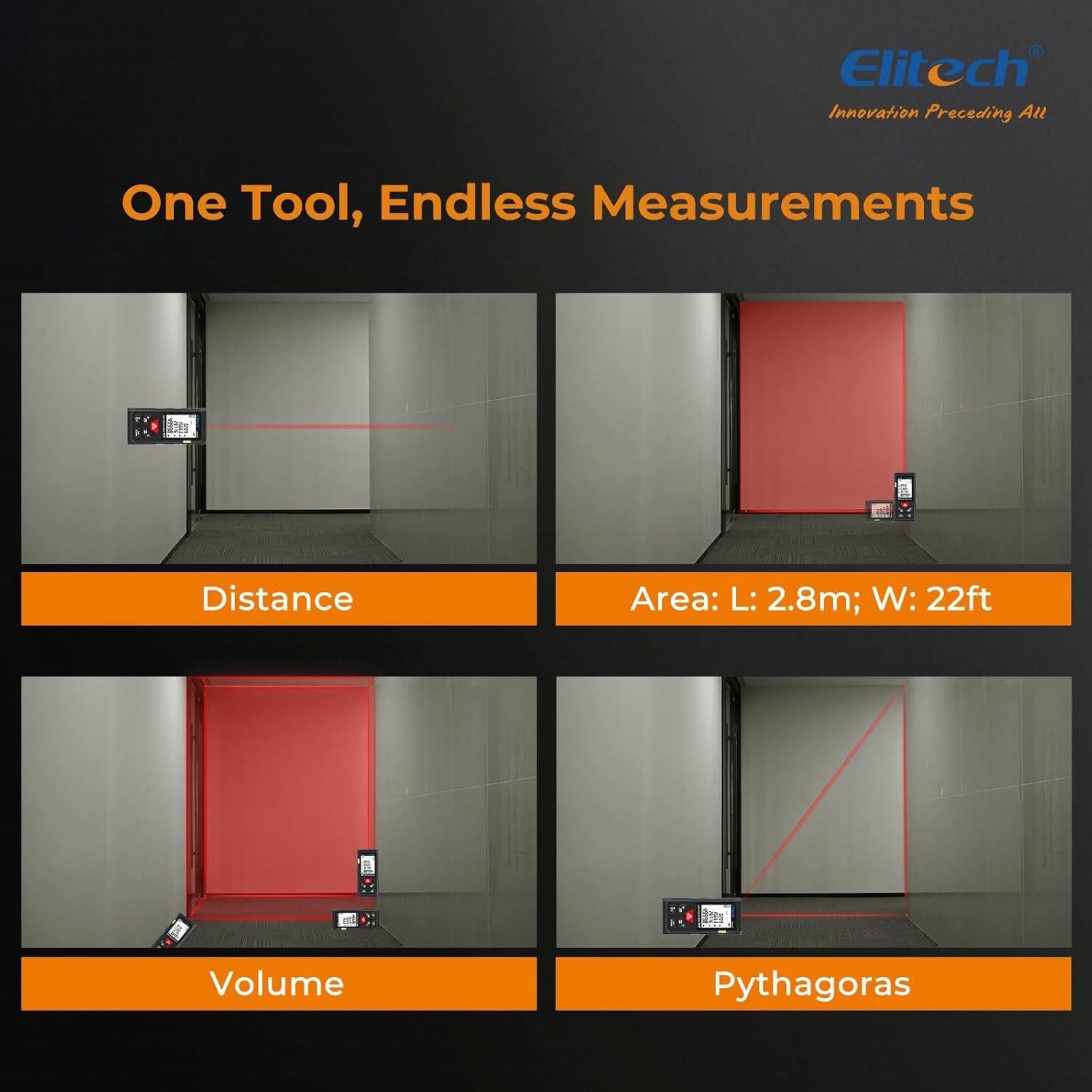 Medidor de Distancia Láser Elitech LDM-50S 50m Precisión ±2mm