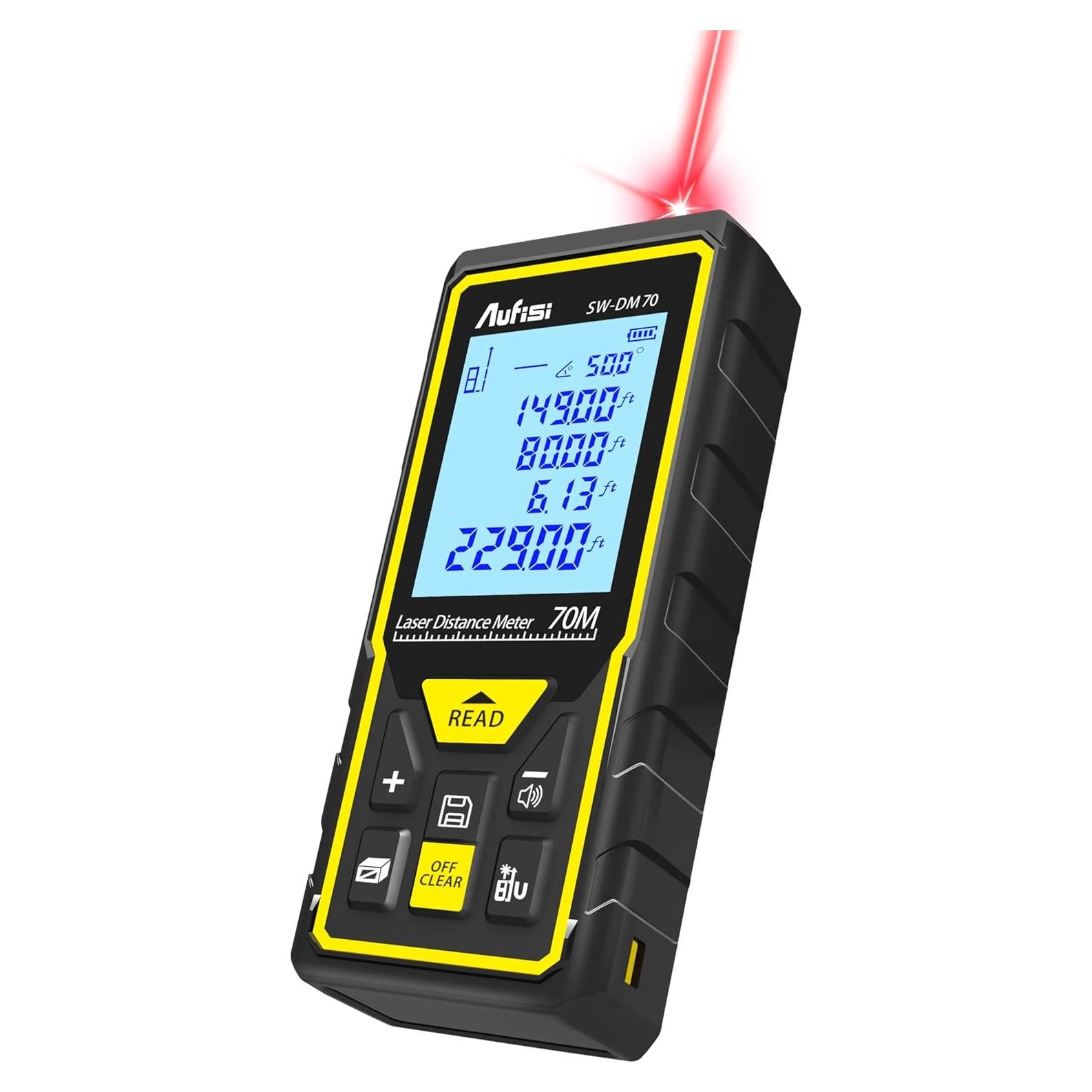 Medidor Láser Aufisi LDM70 70m Multifuncional Pantalla LCD