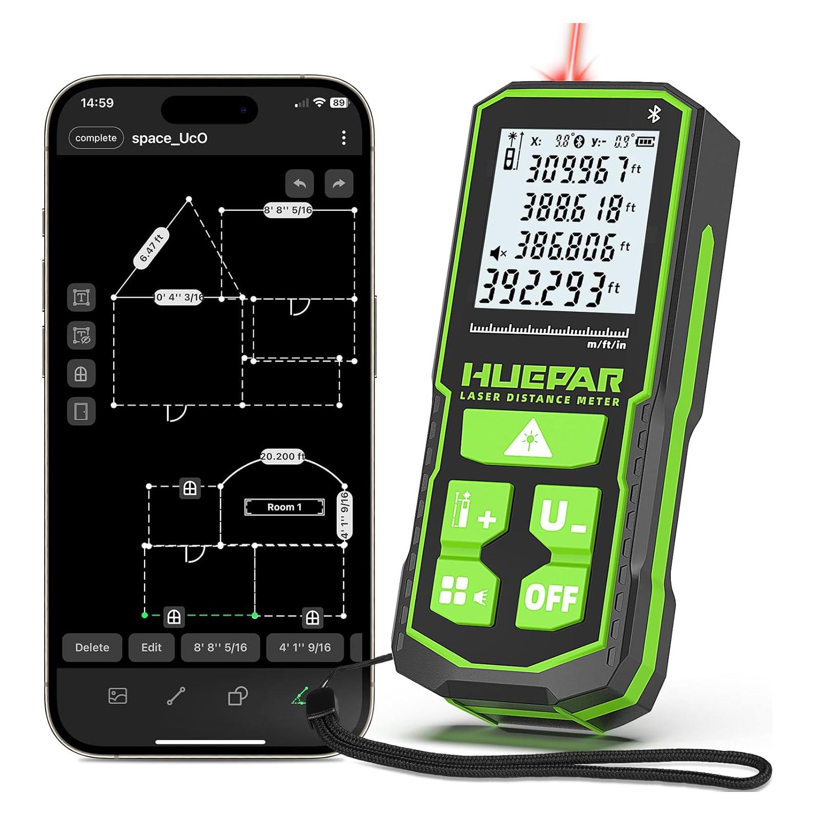 Medidor de Distancia Láser Huepar S120-BT 120m Bluetooth