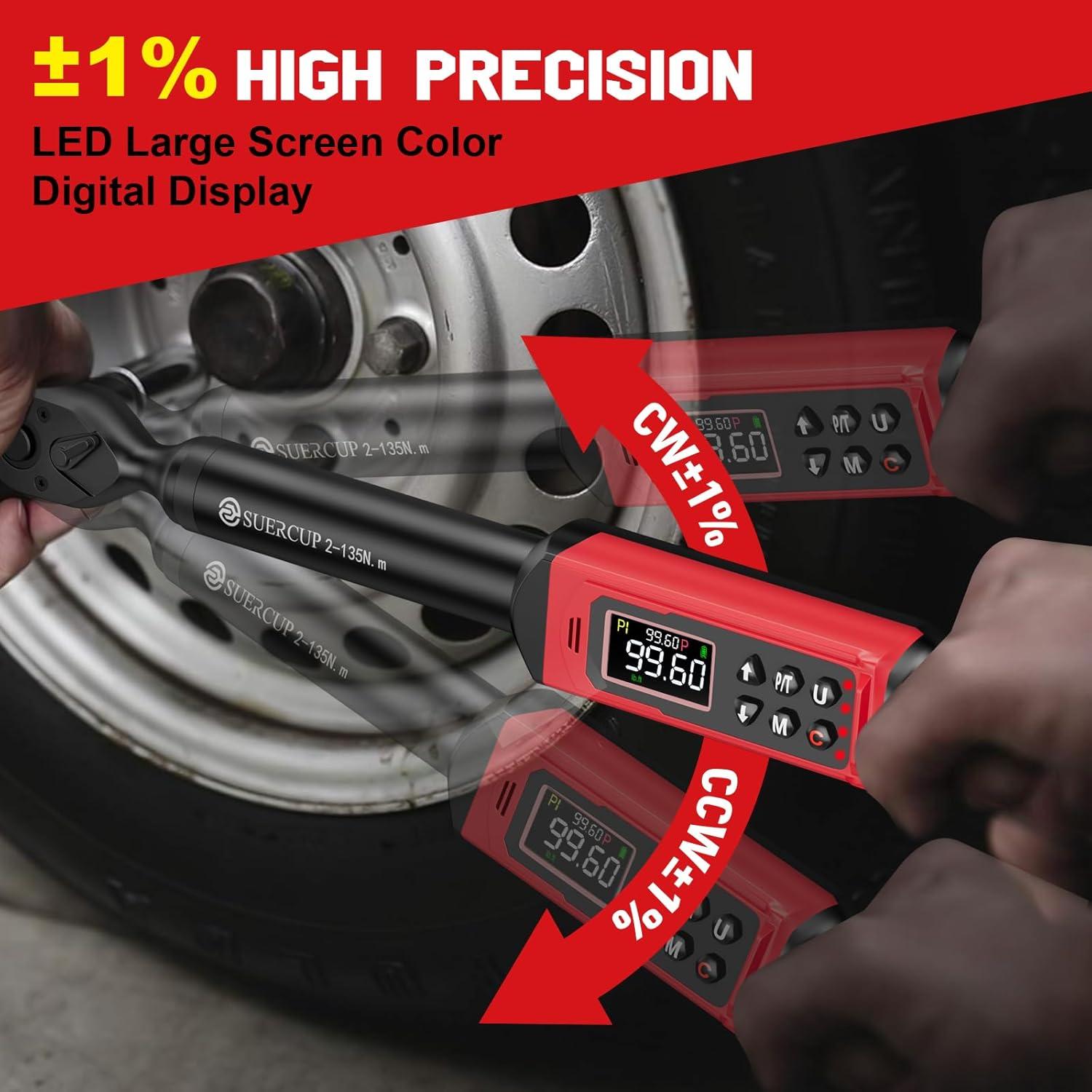 Llave de Torque Digital SUERCUP 1/2" 5.1-340Nm Precisión 1%