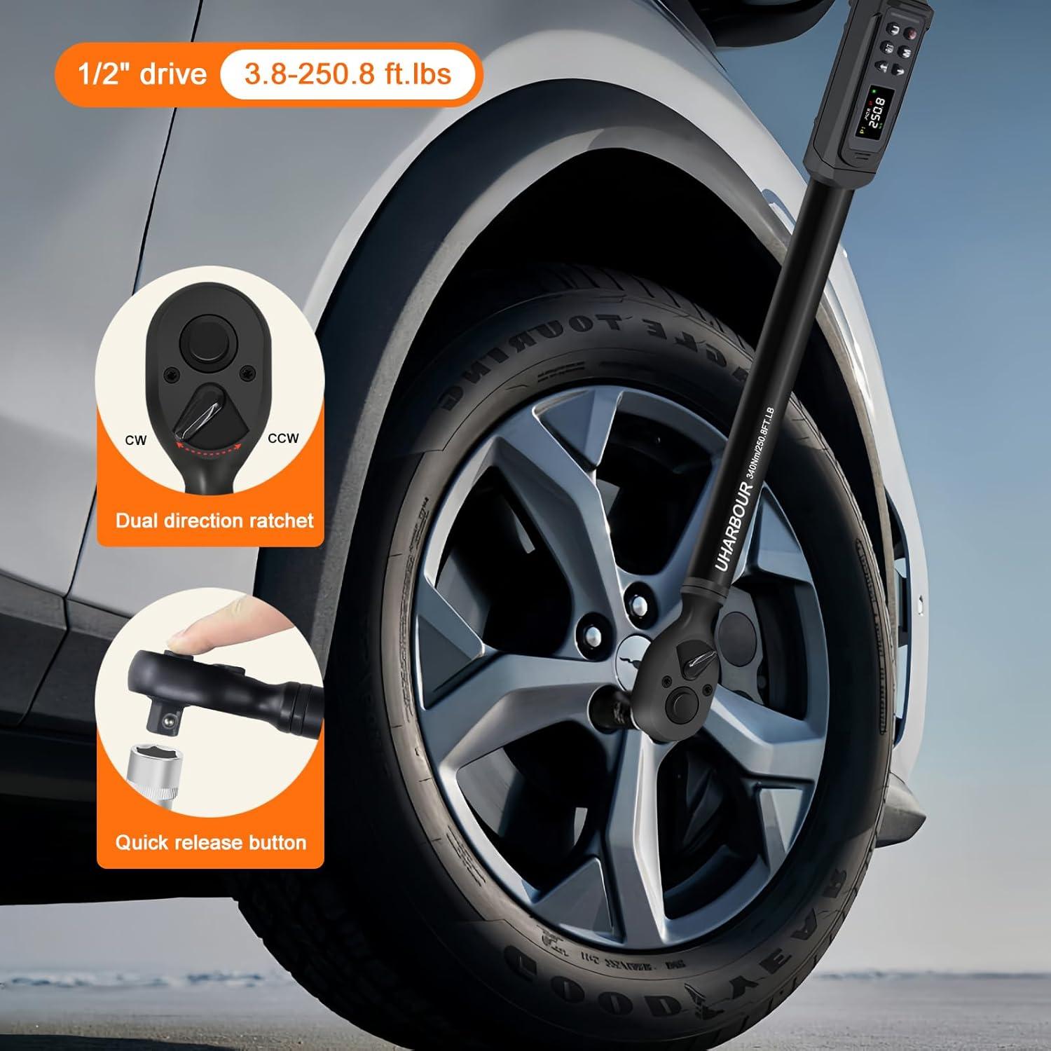Llave de Torque Digital Uharbour 1/2" 5.14-339.4 Nm Precisión ±1%