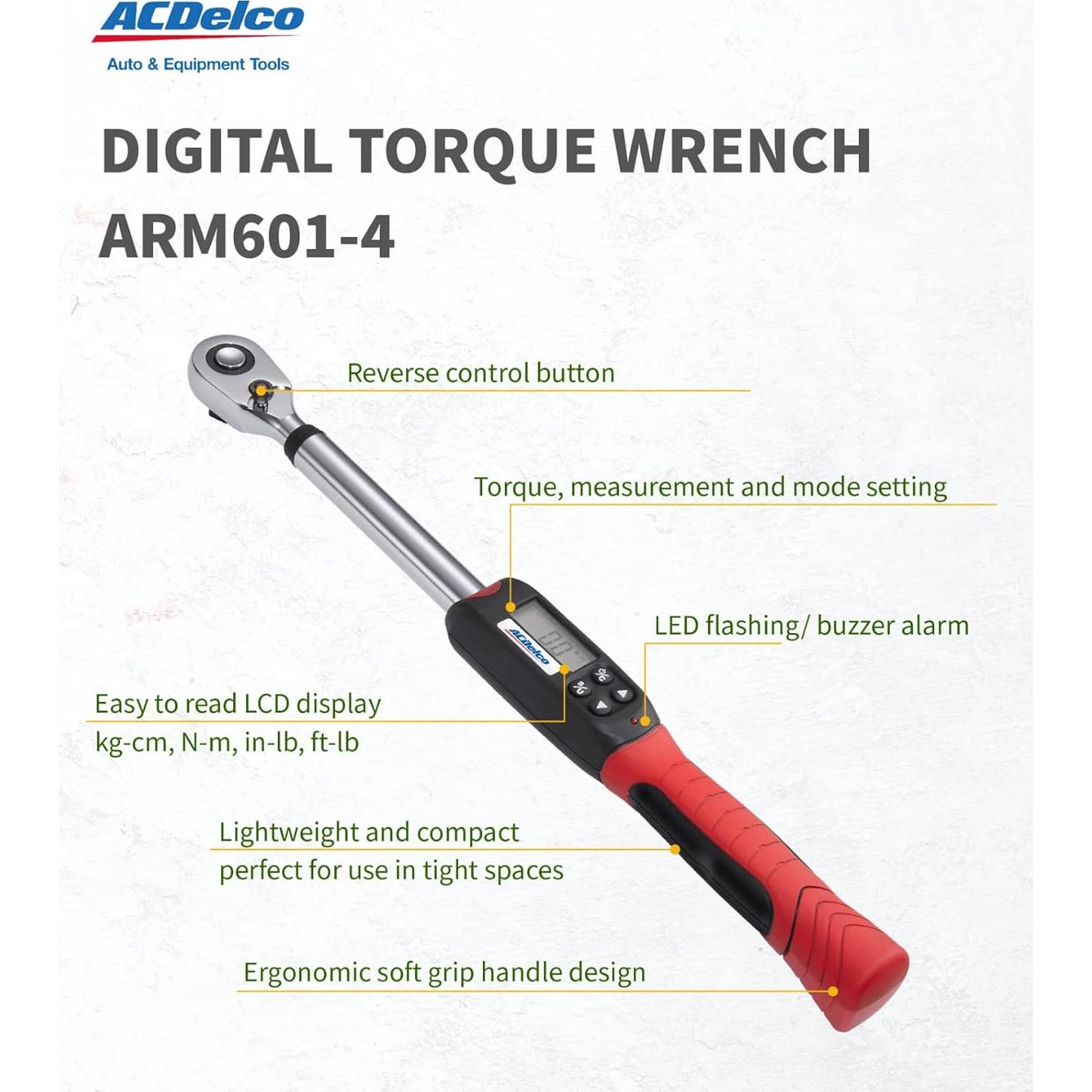 Llave de Torque Digital ACDelco ARM601-4 1/2" 20.1-199.5 Nm