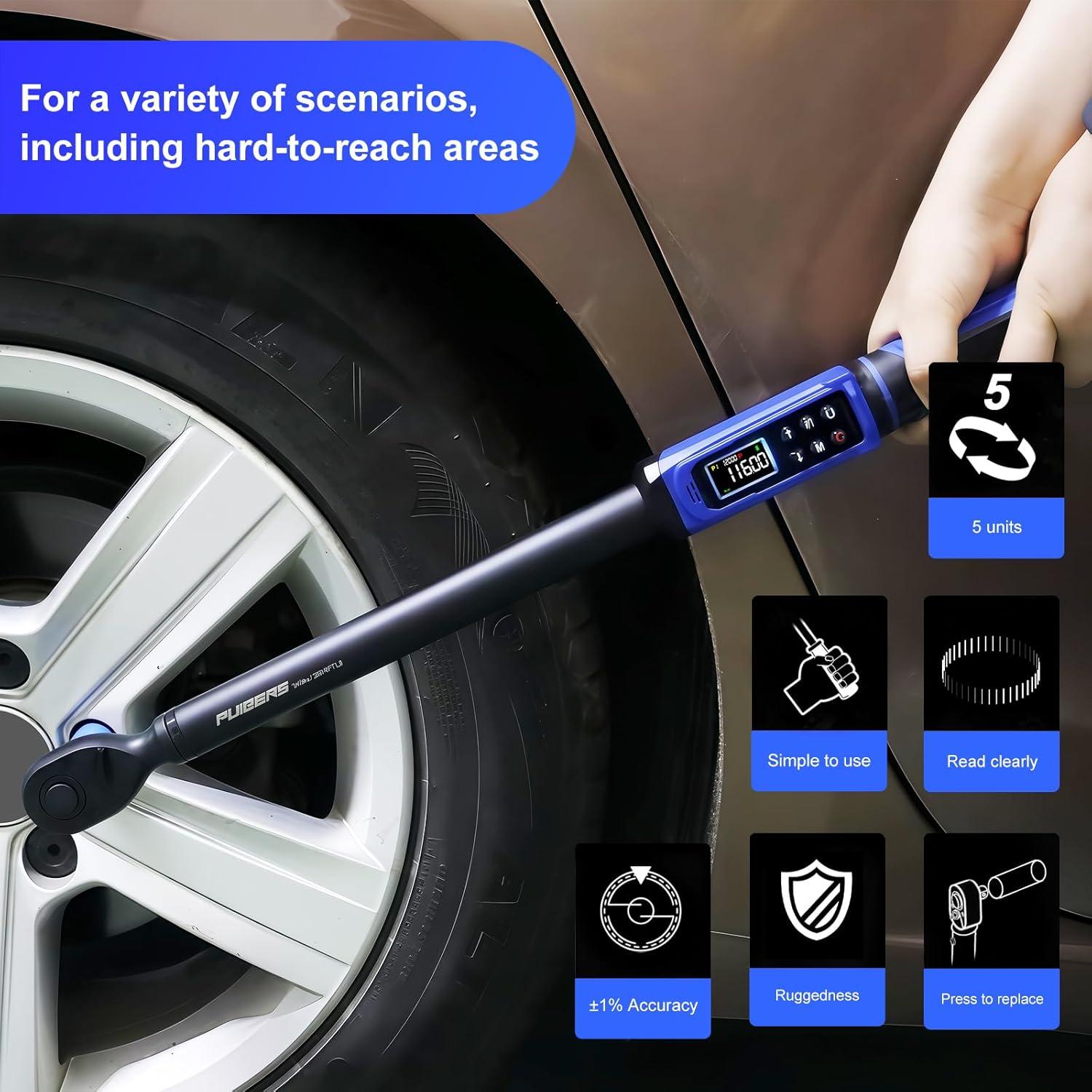 Llave de Torque Digital PUIBERS 1/2" 5-340Nm Alta Precisión