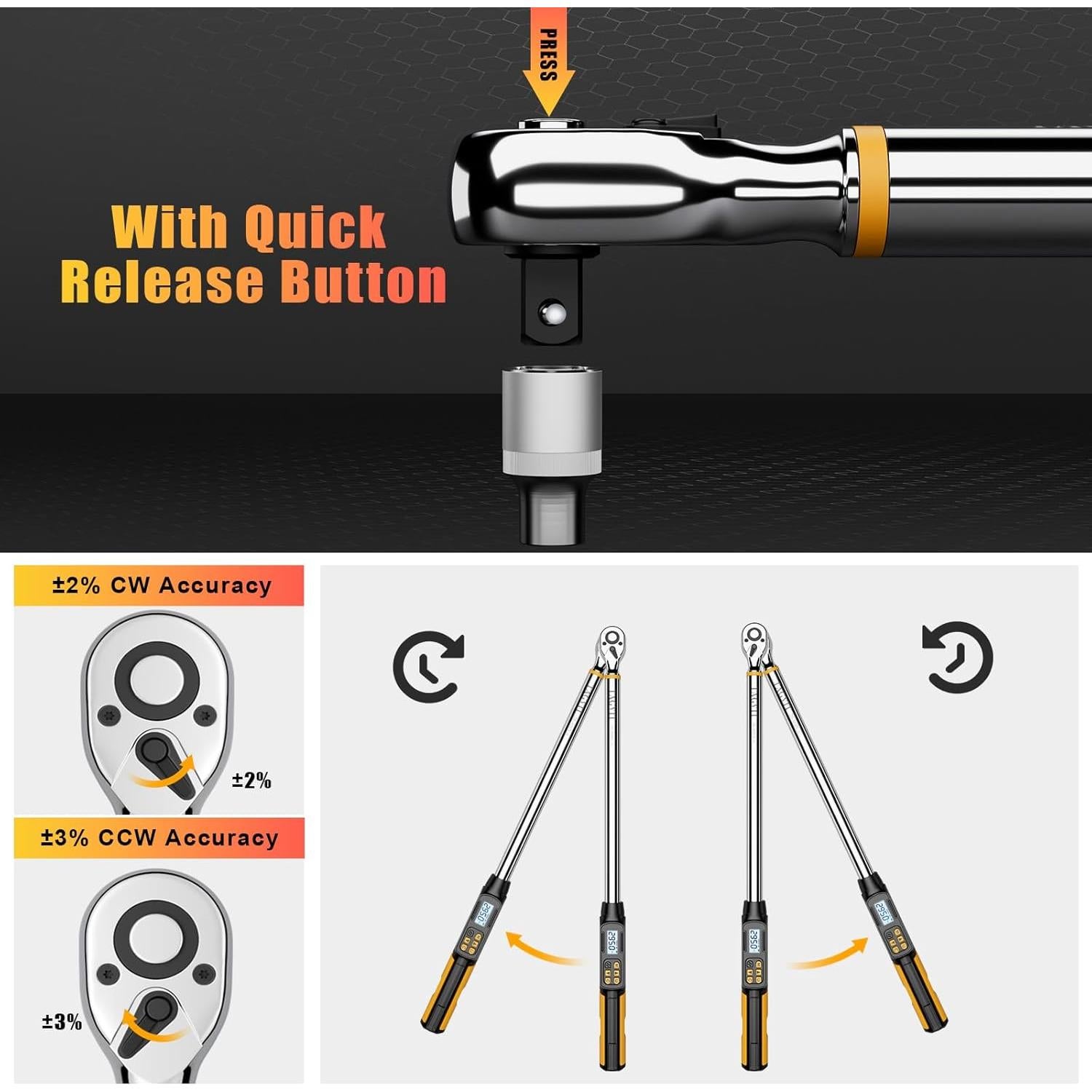 Llave de Torque Digital TAGVIT 1/2 Pulgada 20-400 Nm Precisión ±2%