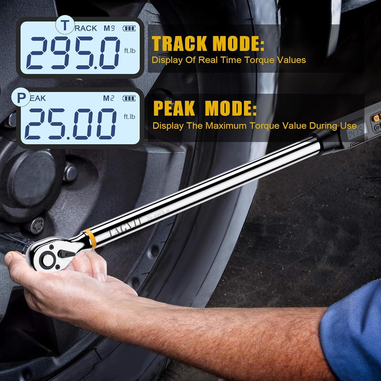 Llave de Torque Digital TAGVIT 1/2 Pulgada 20-400 Nm Precisión ±2%