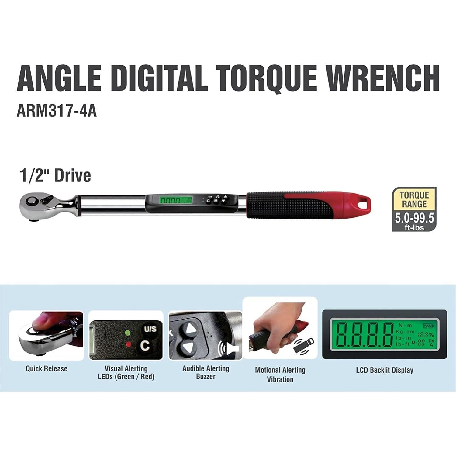 Llave de Torque Digital ACDelco ARM317-4A 1/2" 5-99.5 ft-lbs