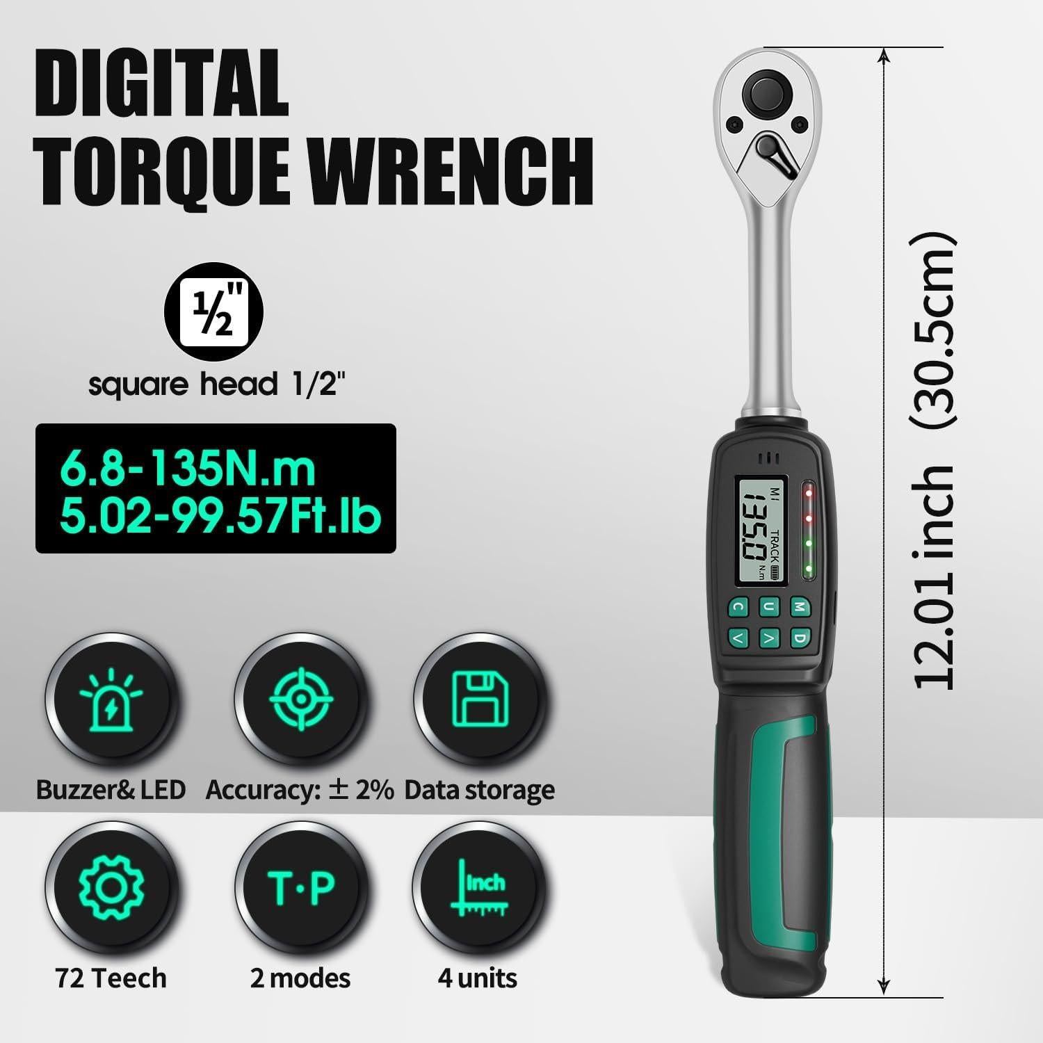 Llave de Torque Digital XLIT 1/2" 5-99.5 ft-lb (6.8-135 Nm)