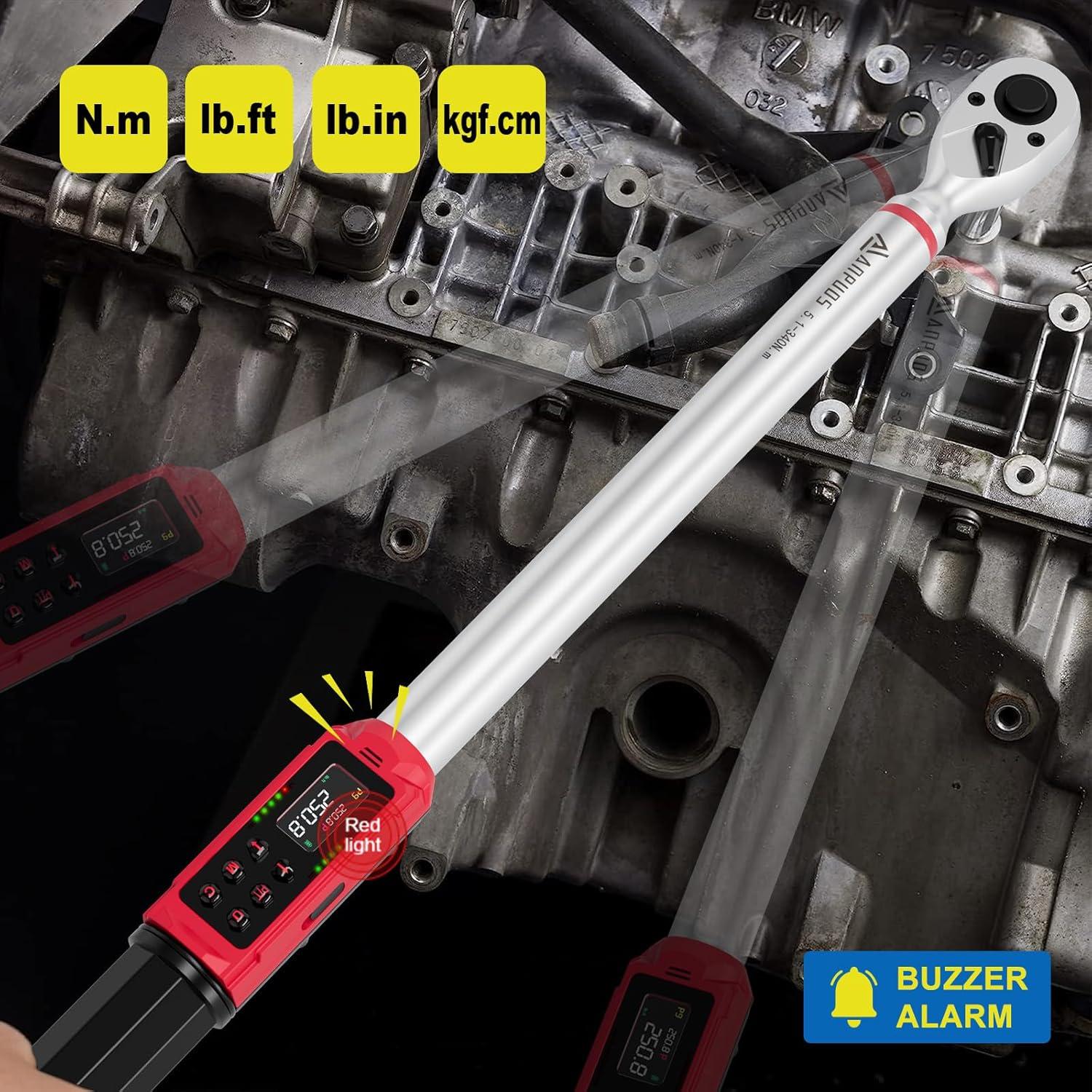 Juego de Llave de Torque Digital ANPUDS 8 Piezas 3/8" y 1/2"