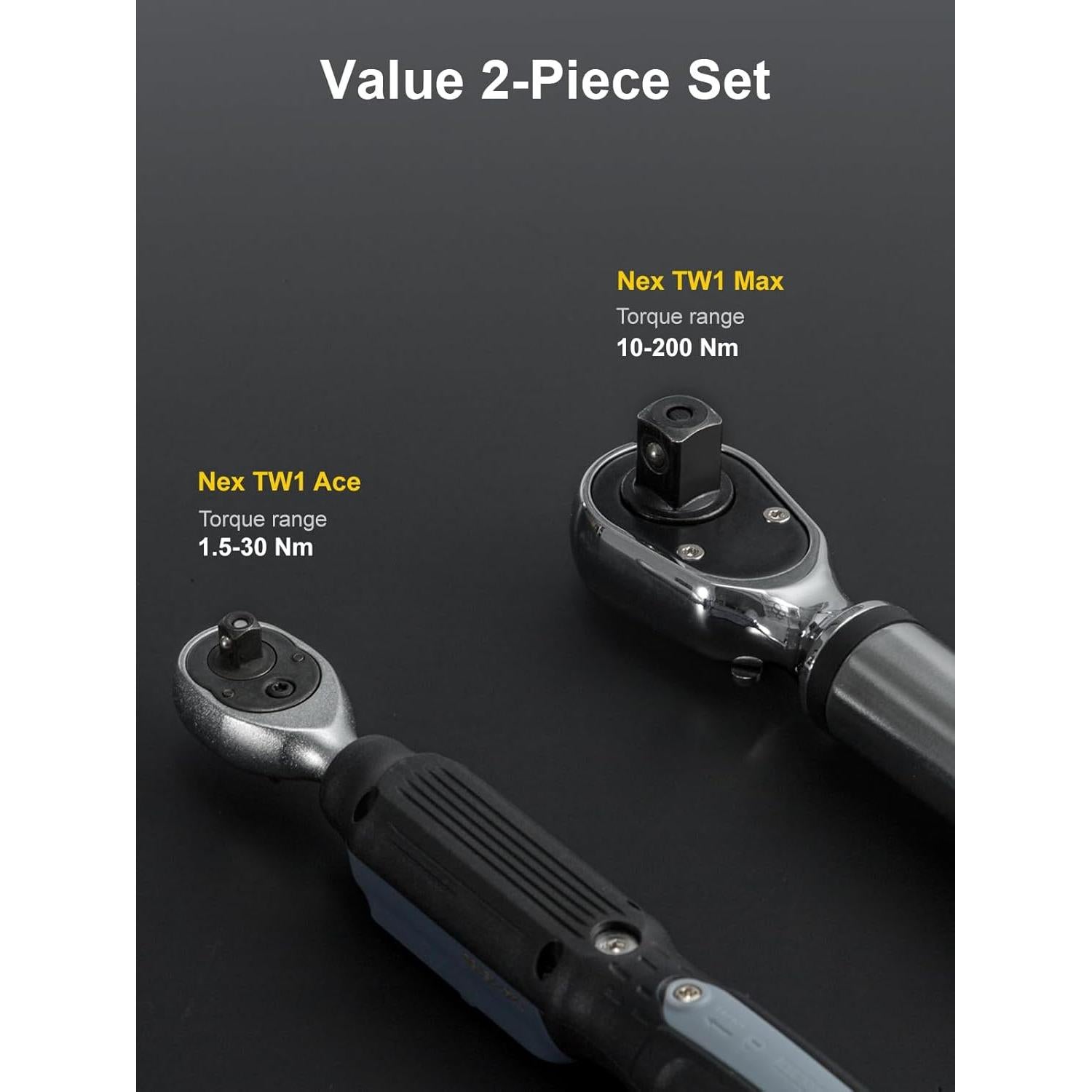 Juego de Llave de Torque Digital GROWNEER 1/4" y 1/2" 1.5-200 Nm