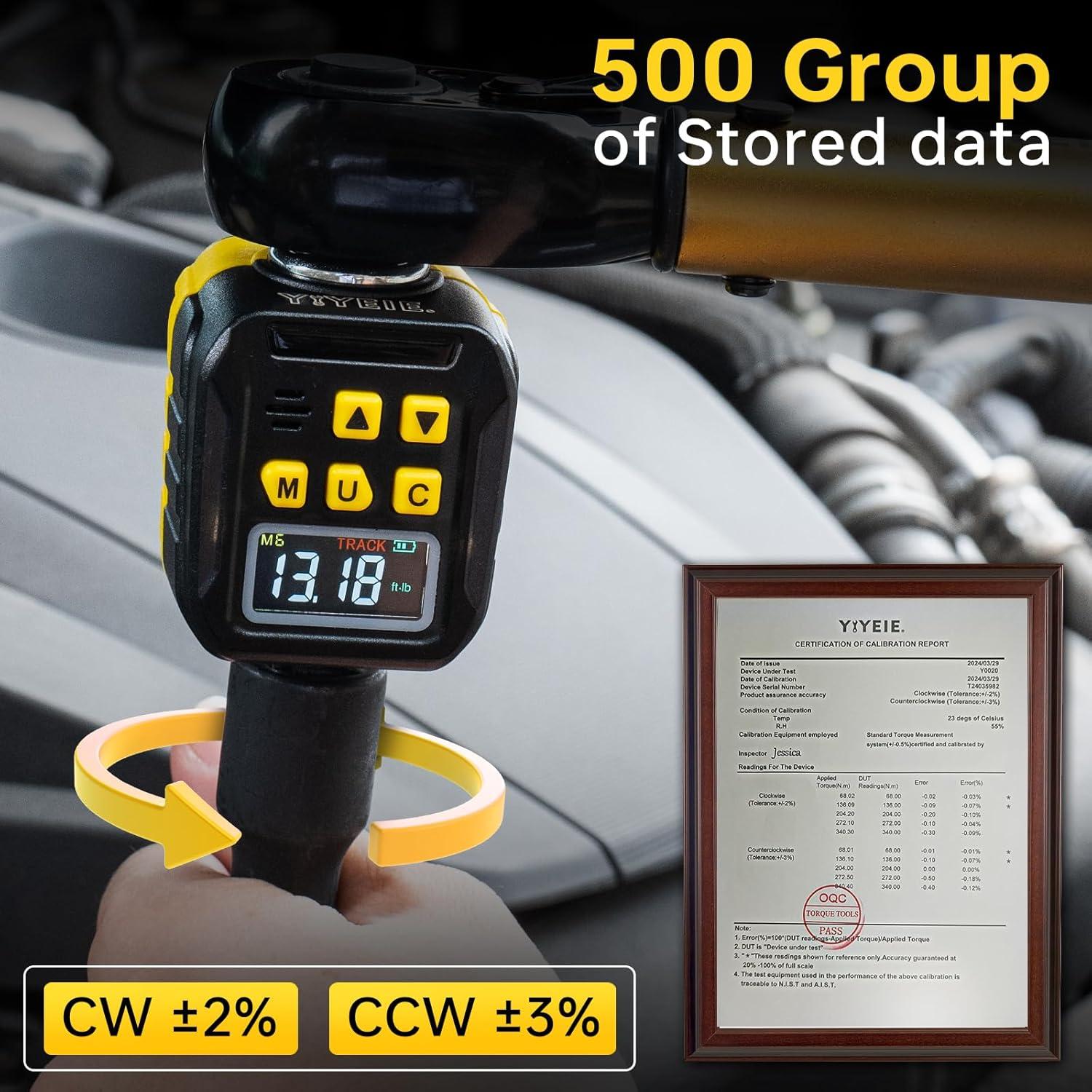 Adaptador de Par Digital YIYEIE 1/2" 17-340 Nm LCD Color