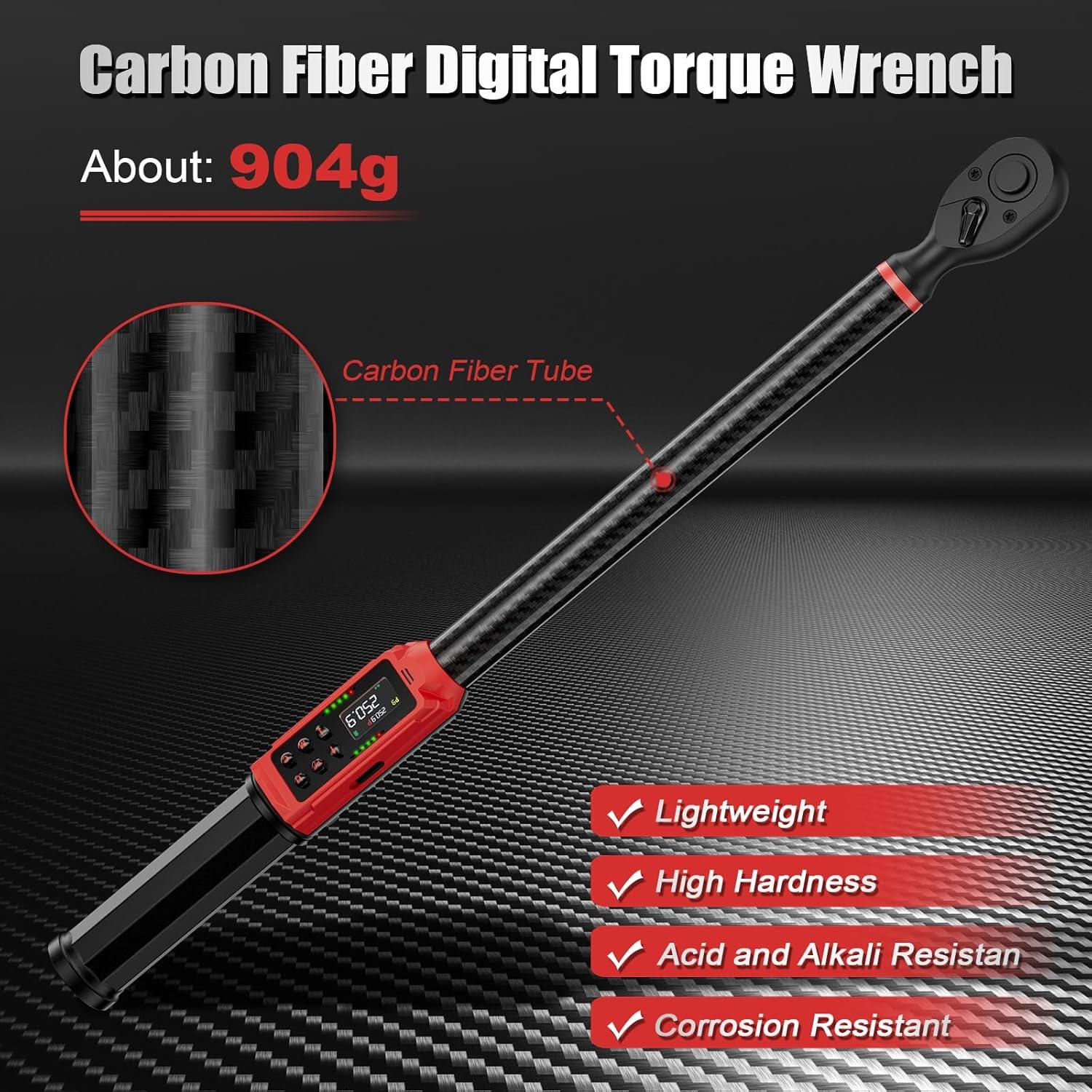 Llave de Torque Digital ANPUDS 1/2" 17-340Nm Fibra de Carbono