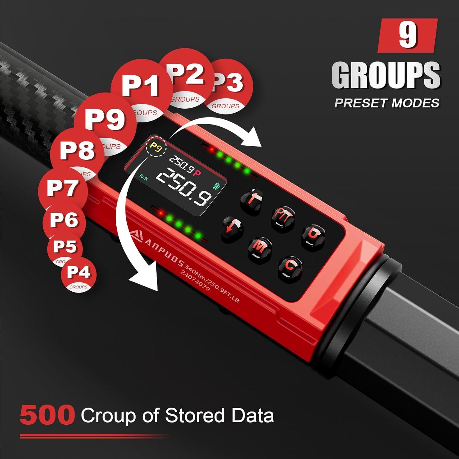 Llave de Torque Digital ANPUDS 1/2" 17-340Nm Fibra de Carbono