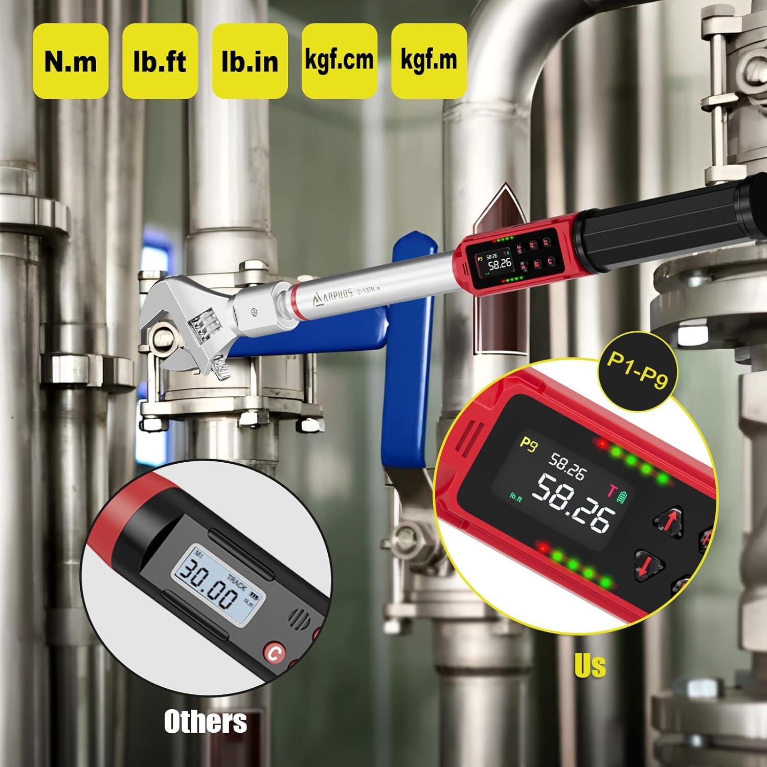 Llave de Torque Digital ANPUDS 2-135 Nm Ajustable con Alarma