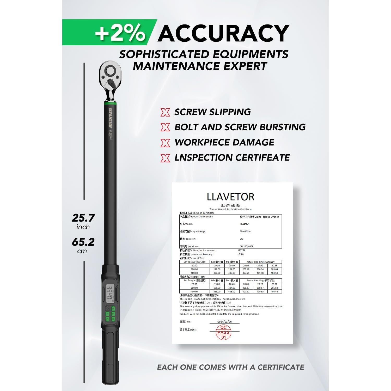 Llave de Torque Digital 1/2" LLAVETOR 19.98-400.5 Nm