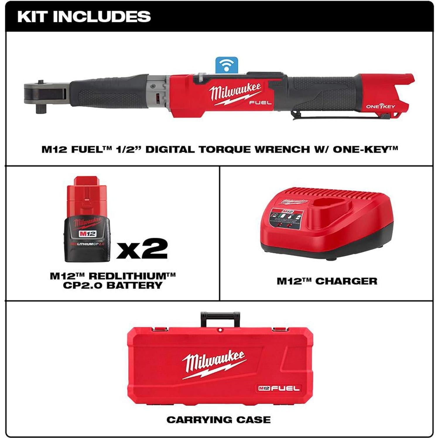 Llave de Torque Digital Milwaukee M12 FUEL 1/2" 203.4 Nm