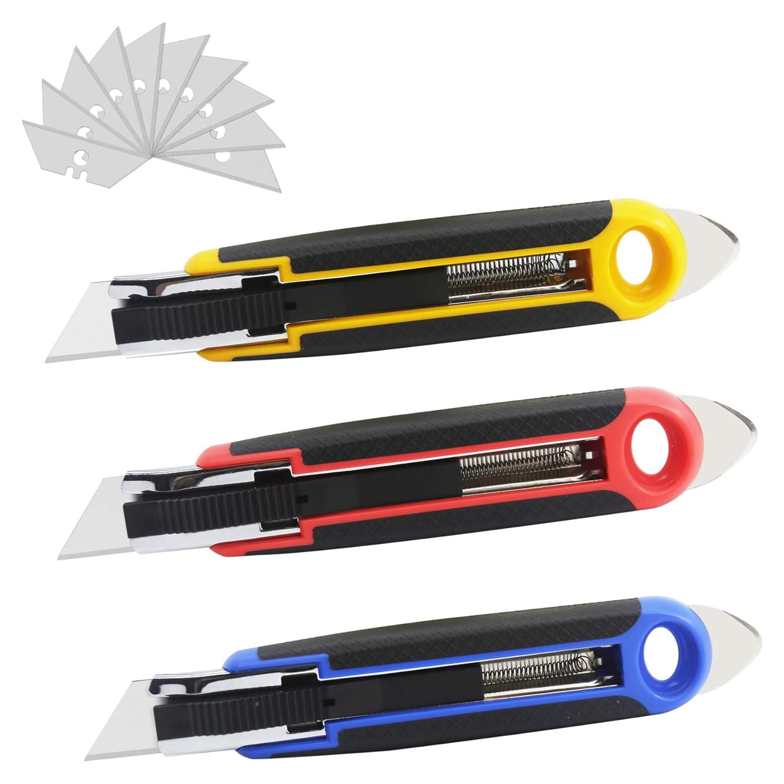 Cuchillo de Utilidad Retráctil Automático XW - 3 Piezas con 10 Cuchillas