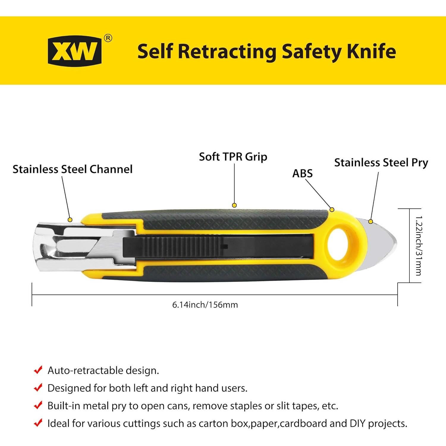 Cuchillo de Utilidad Retráctil Automático XW - 3 Piezas con 10 Cuchillas