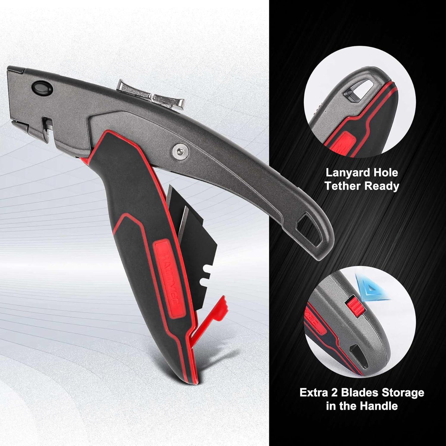 Cuchillo Utilitario HAUTMEC HT0311, Retráctil Automático, 3 Cuchillas