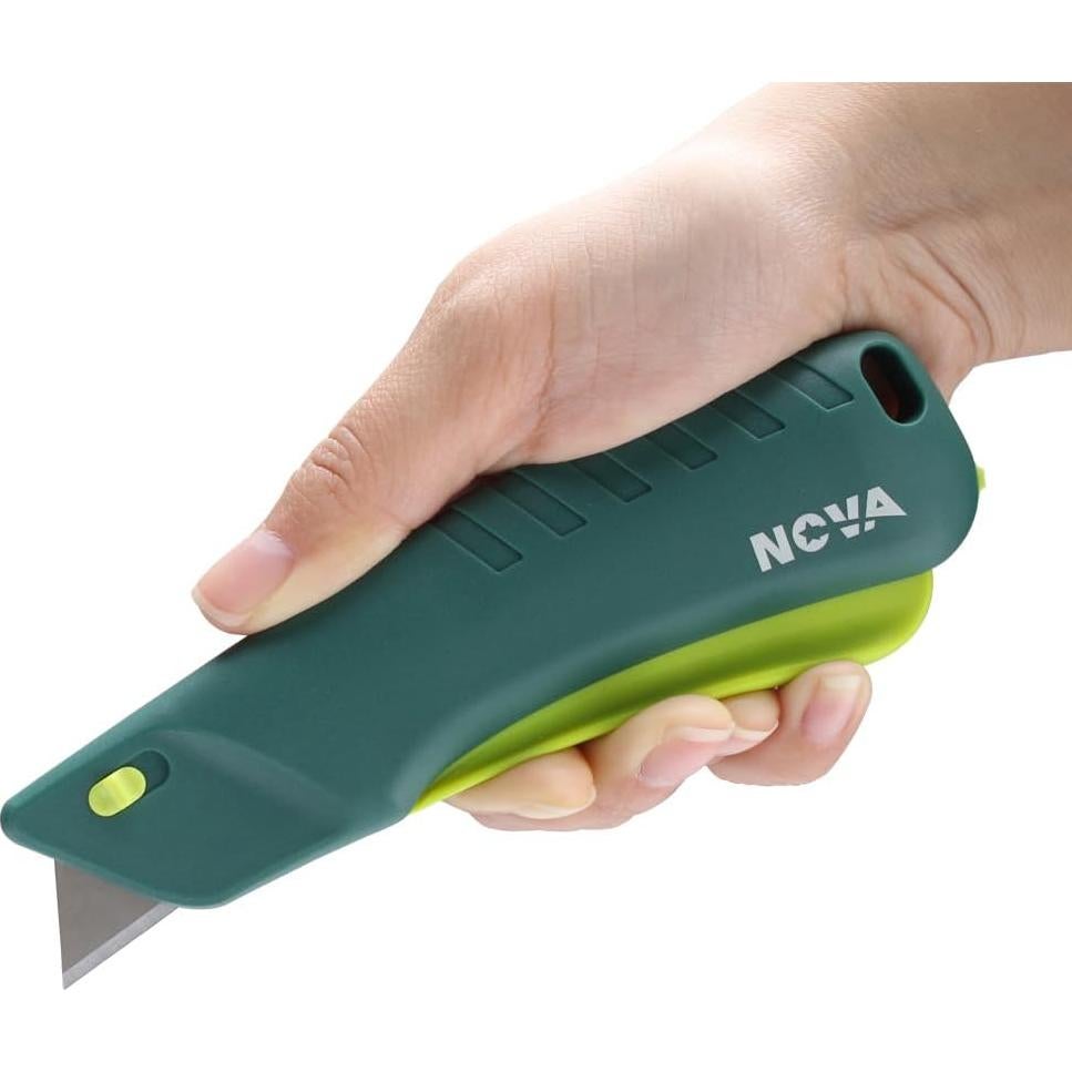 Cuchillo Retráctil Inteligente Nova SK031A, Hoja 22mm, Verde