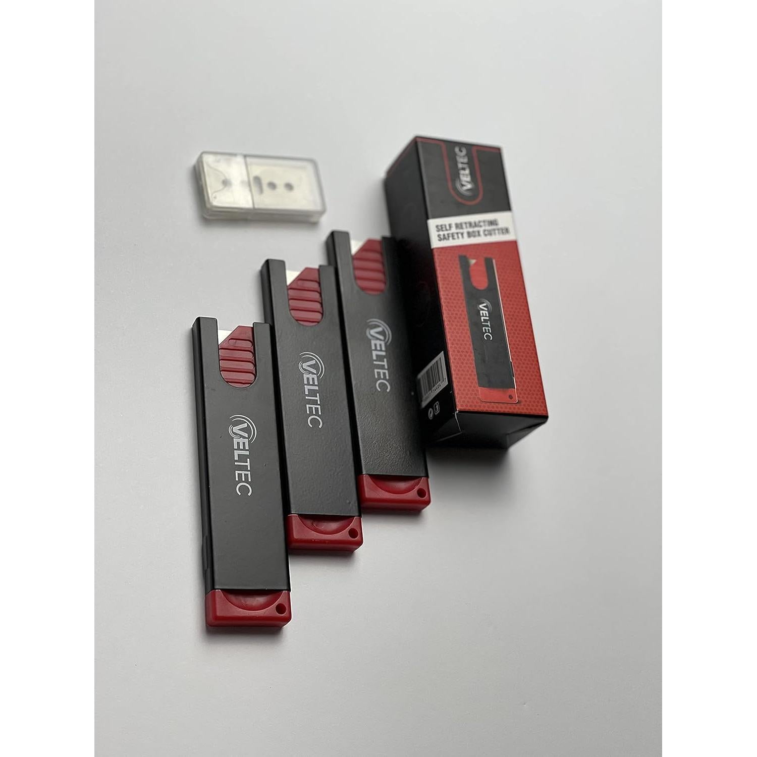 Cortadores de Caja Retráctiles Veltec - Paquete de 3 con 10 Cuchillas