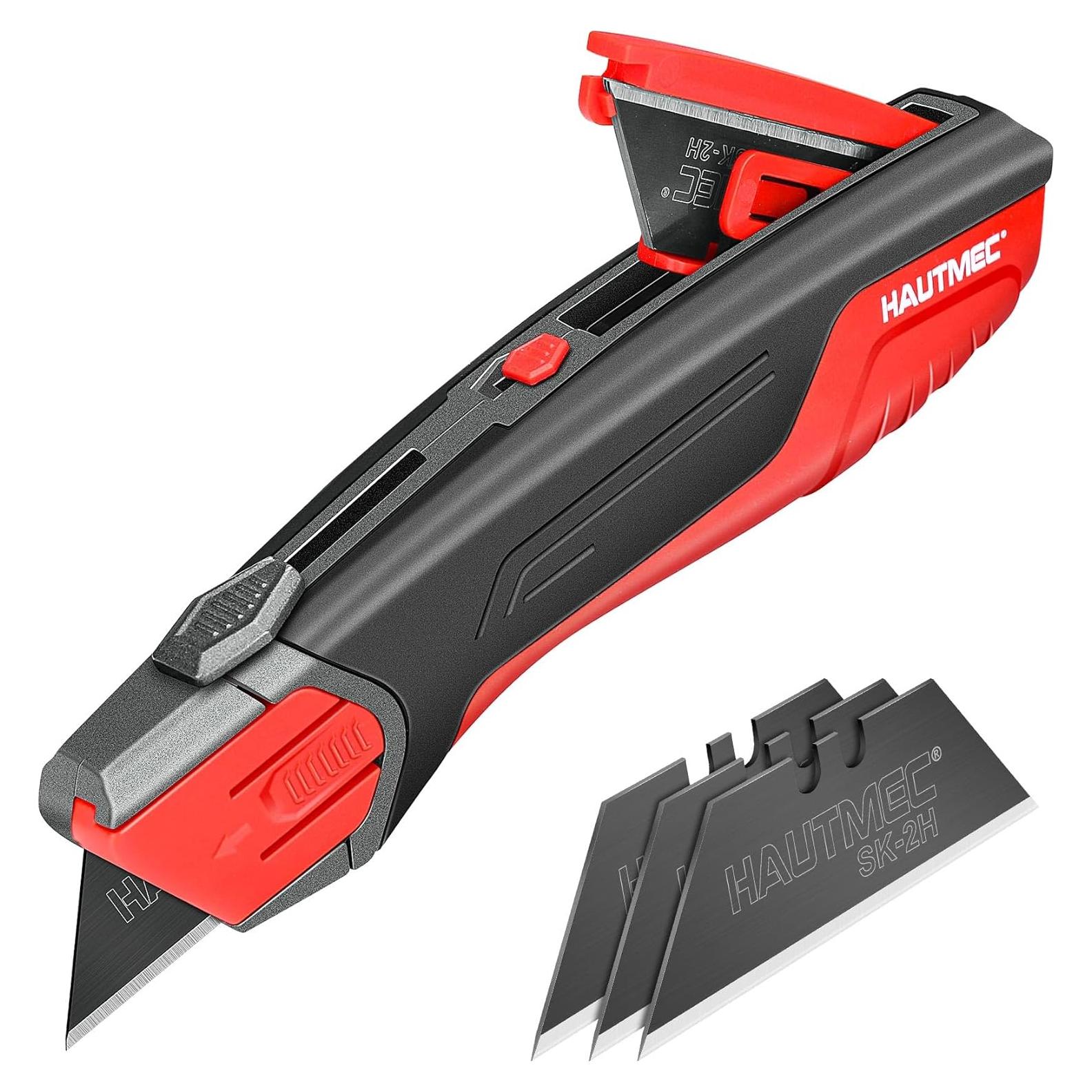 Cuchillo de Utilidad Retráctil HAUTMEC HT0414-KN con 4 Cuchillas