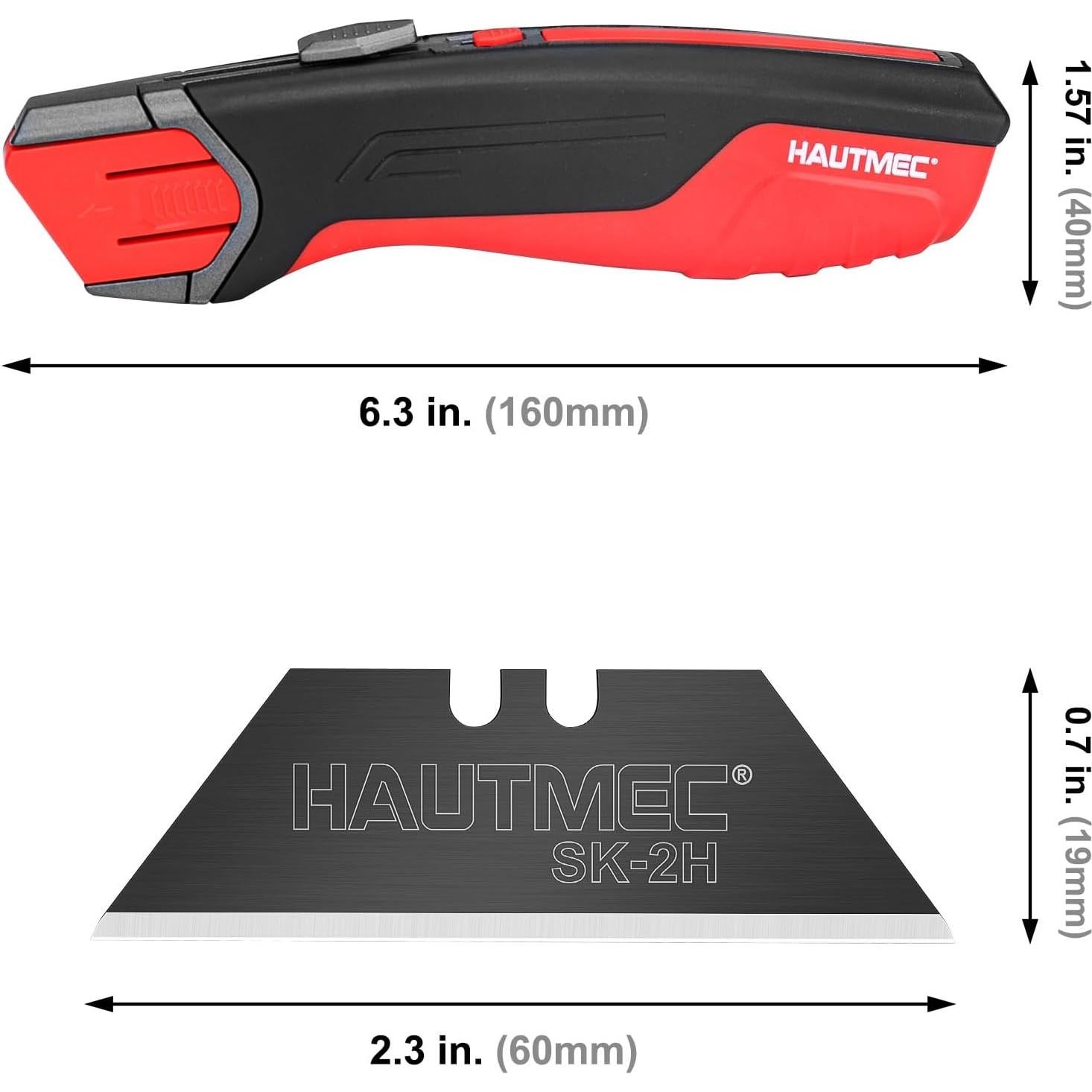 Cuchillo de Utilidad Retráctil HAUTMEC HT0414-KN con 4 Cuchillas