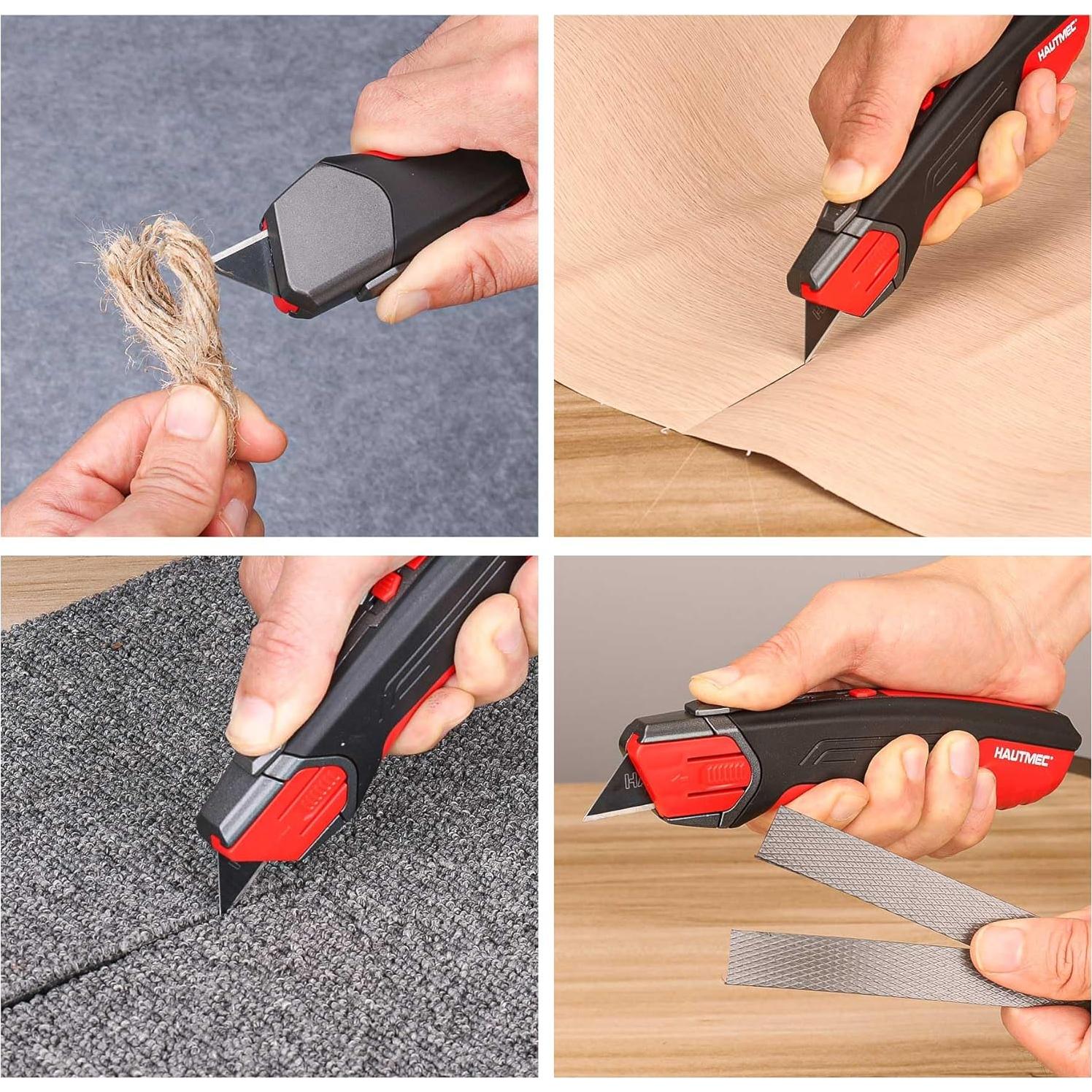 Cuchillo de Utilidad Retráctil HAUTMEC HT0414-KN con 4 Cuchillas