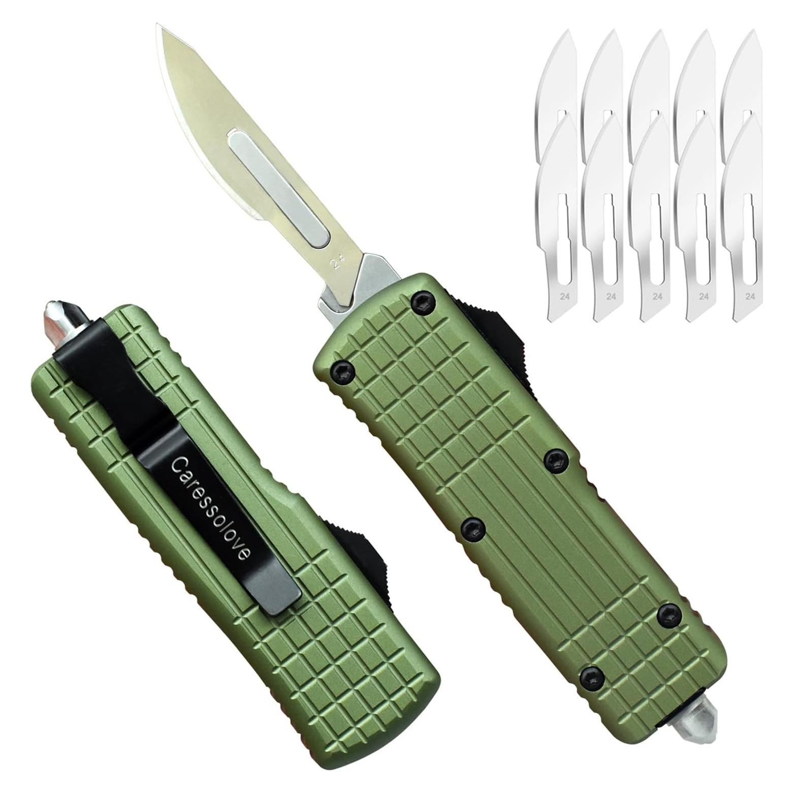 Cuchillo Utility Automático Caressolove EDC Verde 14 cm