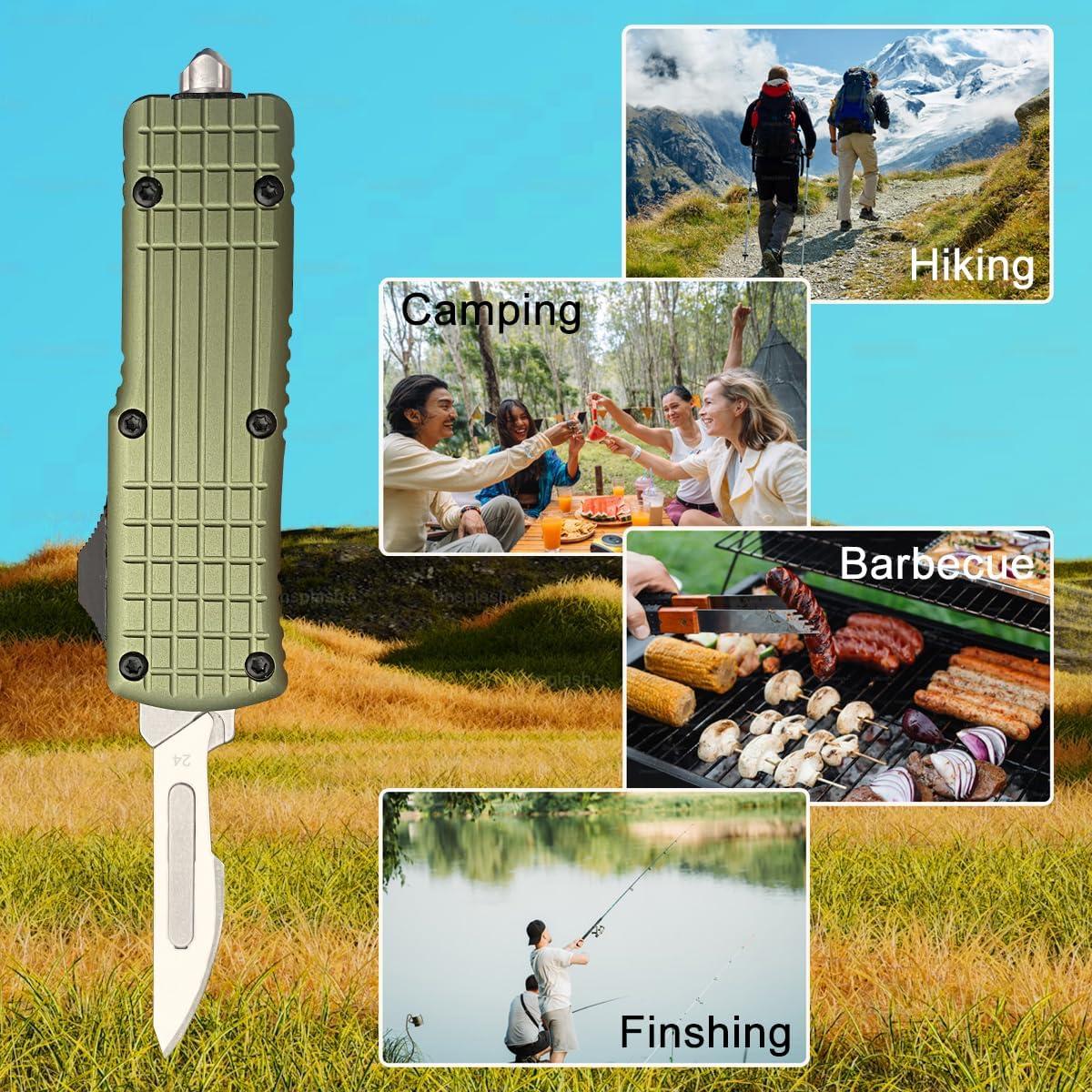 Cuchillo Utility Automático Caressolove EDC Verde 14 cm