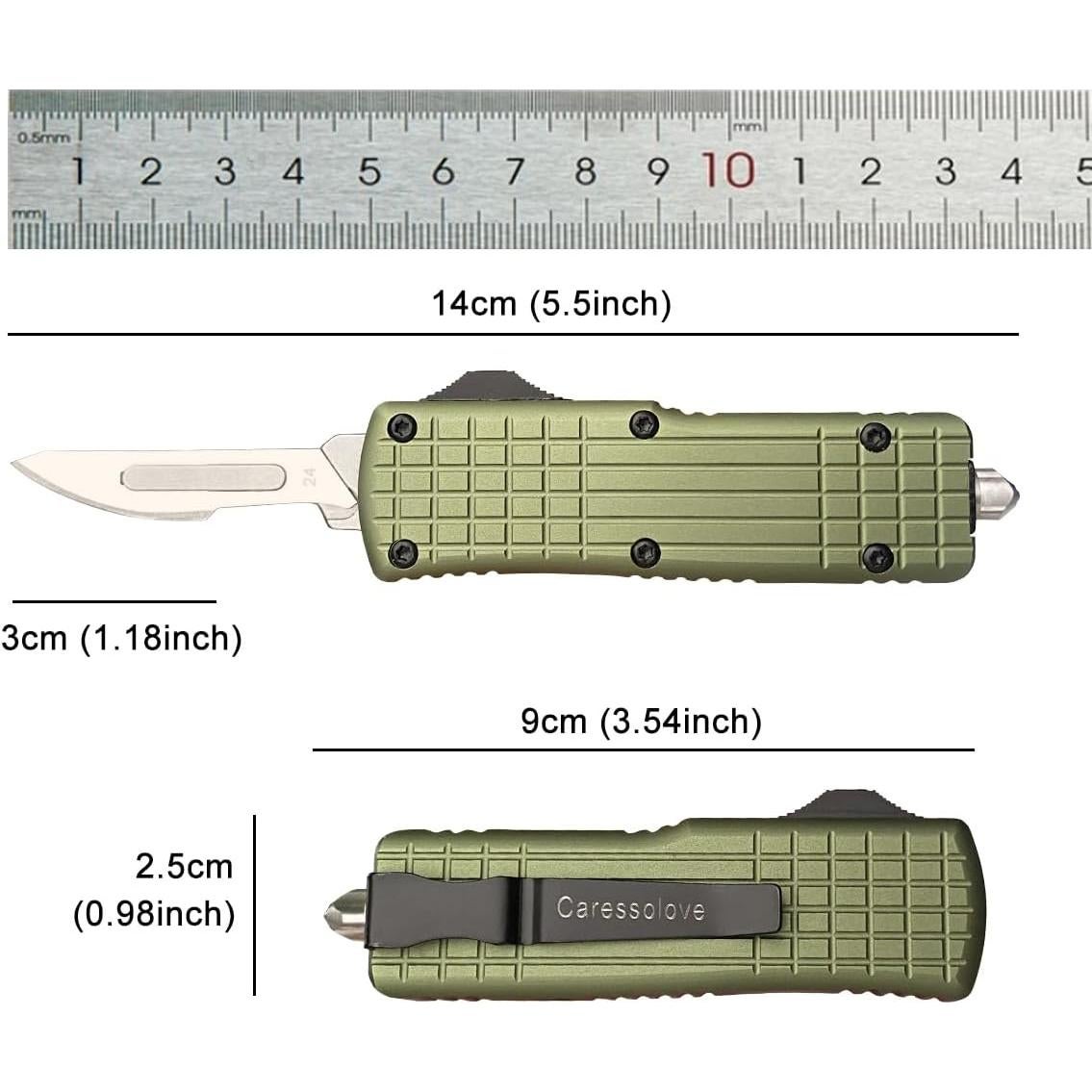 Cuchillo Utility Automático Caressolove EDC Verde 14 cm