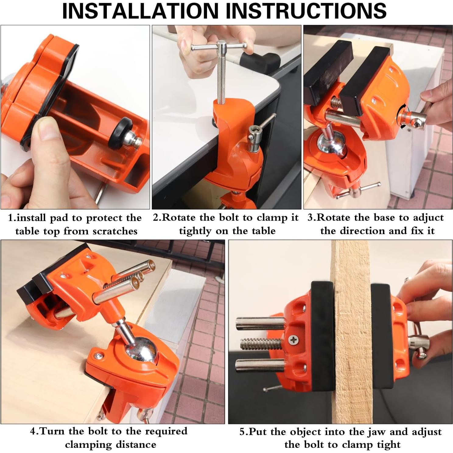 Abrazadera de Banco MAXMAN Naranja 360° Acero Alta Resistencia