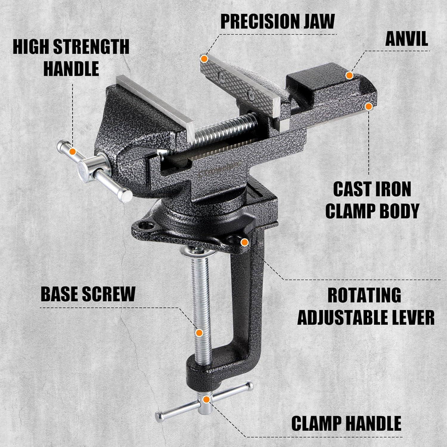 Morsa Universal CTrowelpro 3.3" con Base Giratoria 360°