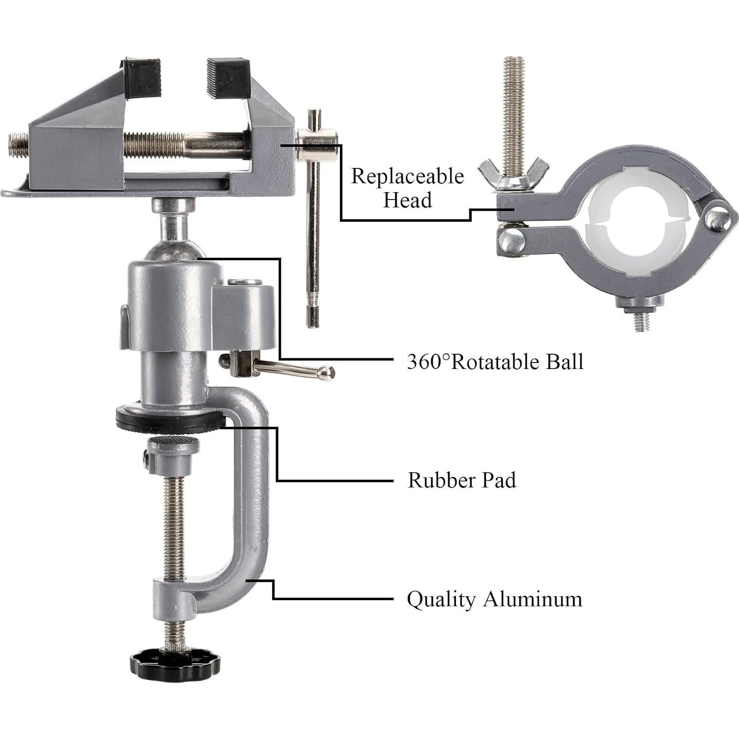 Morsa de Mesa Fasmov 2 en 1 Ajustable 360° Aluminio 0.99kg