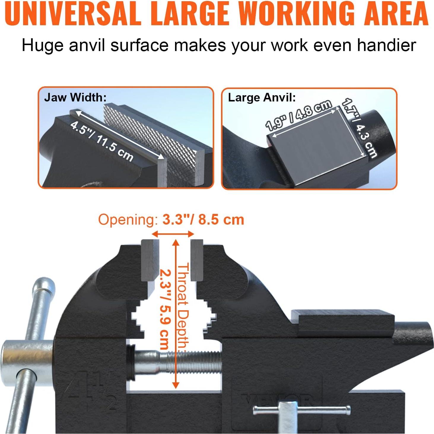 Prensa de Banco VEVOR 11.5 cm Hierro Fundido Multifuncional