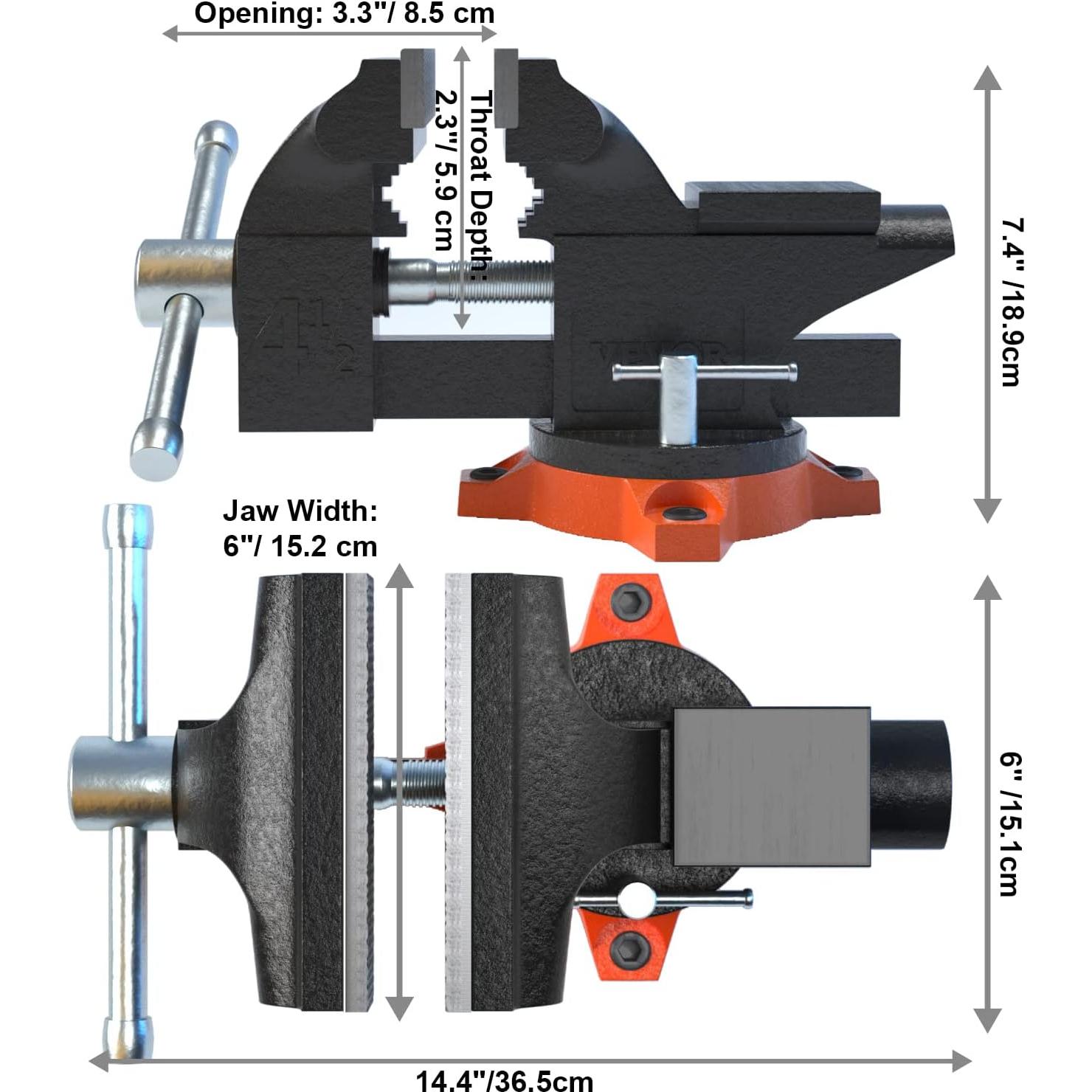 Prensa de Banco VEVOR 11.5 cm Hierro Fundido Multifuncional