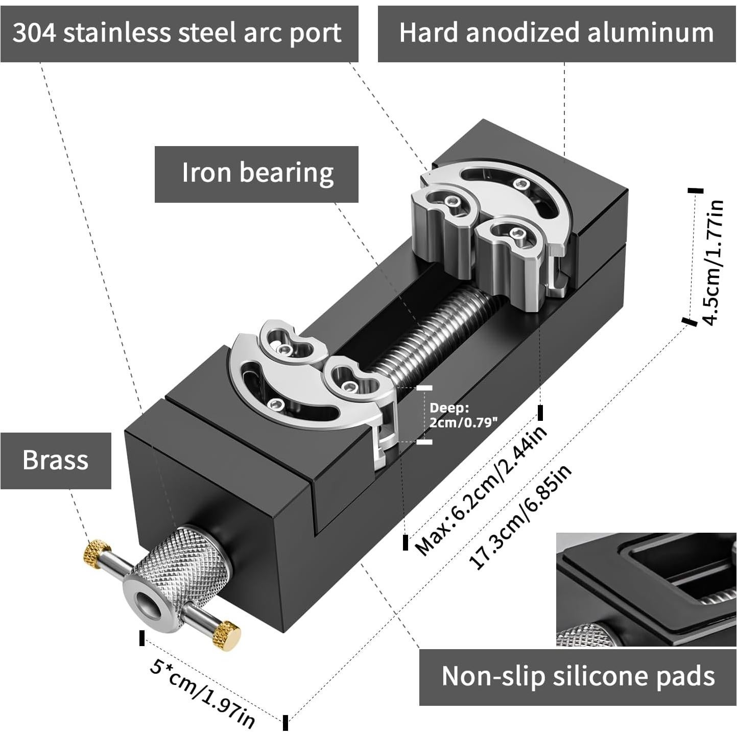 Mini Prensa de Banco Fractal WhiteRhino - Aluminio Aeroespacial 0.92 kg